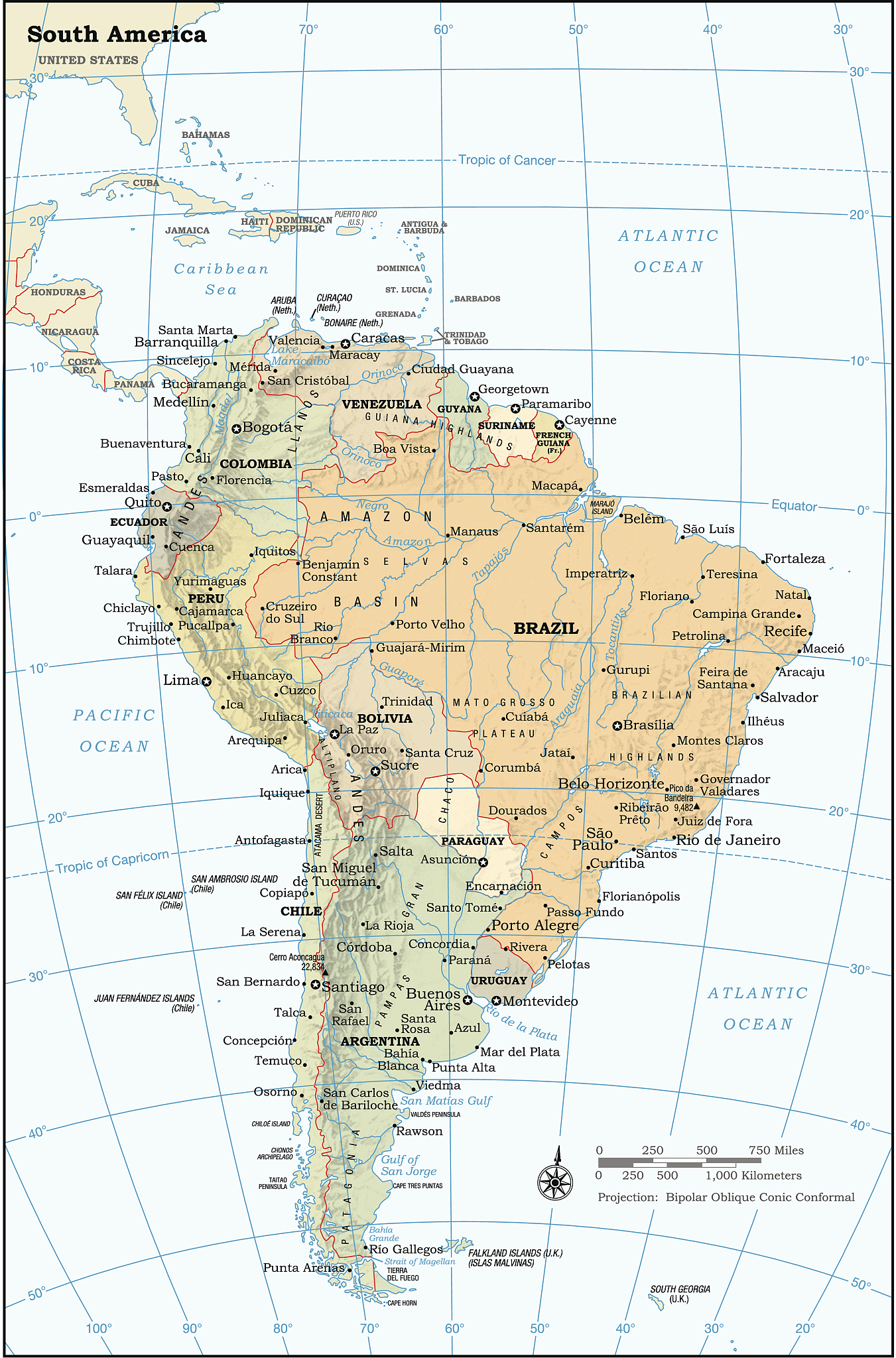 south america continent map