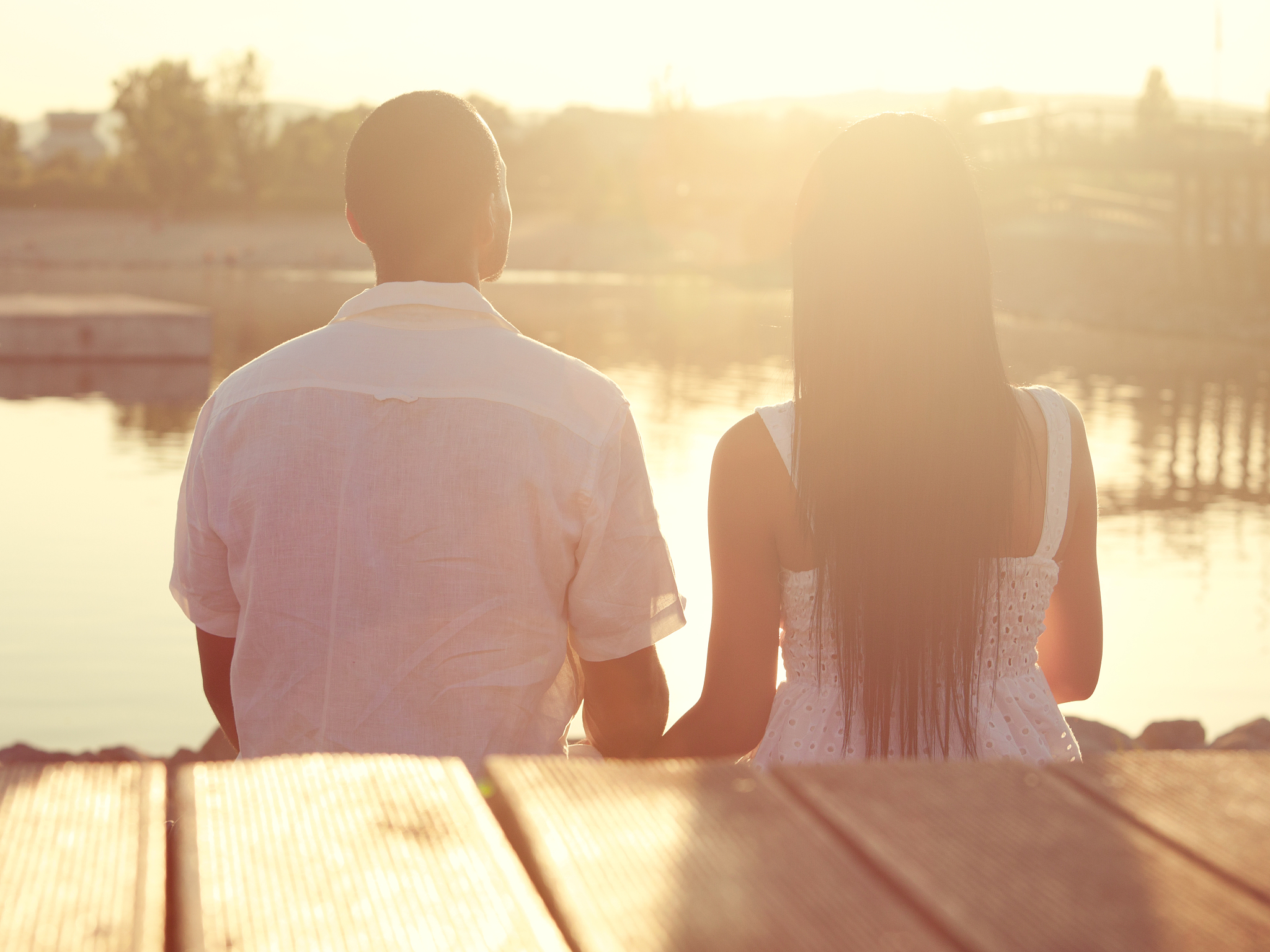 young couple in the sunset