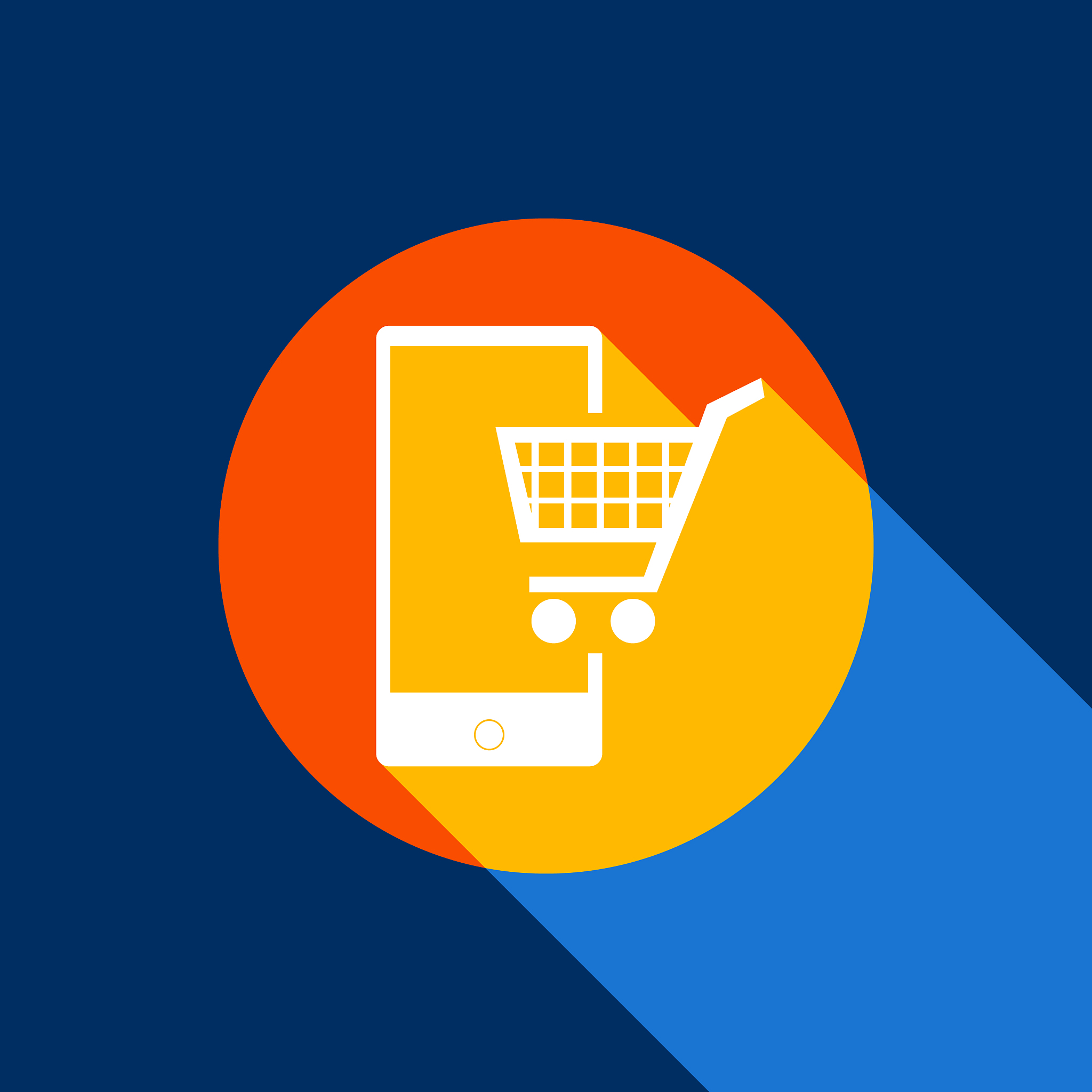 shopping on smart phone sign white icon