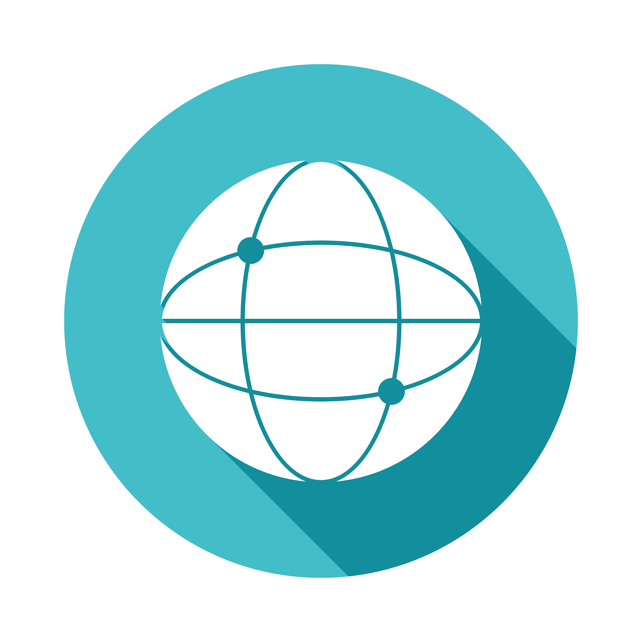 communication nodes icon in flat long shadow style