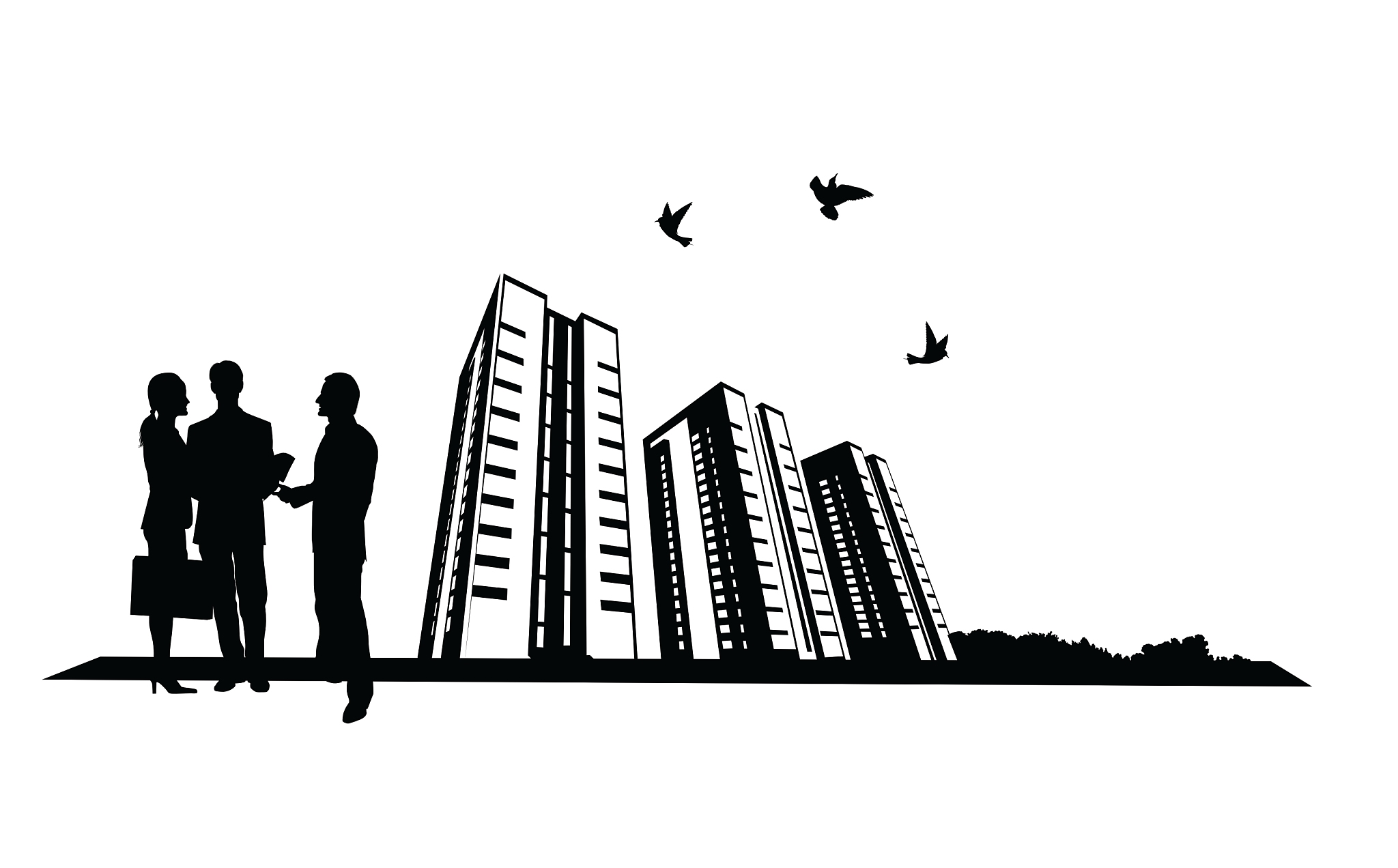 people and building site