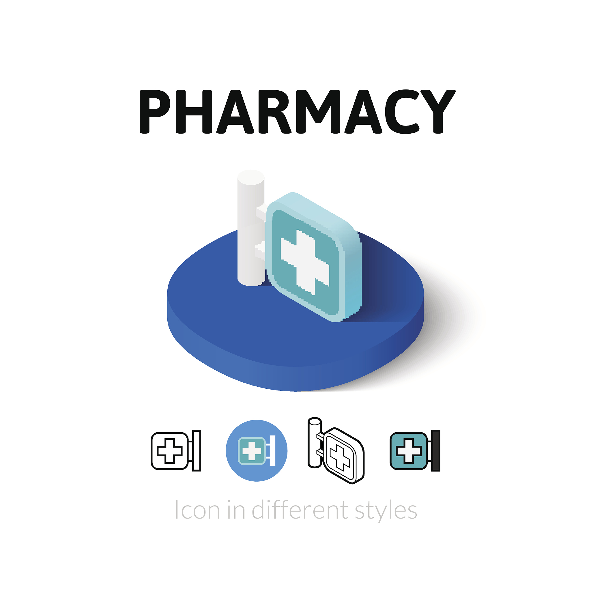 pharmacy icon in different style