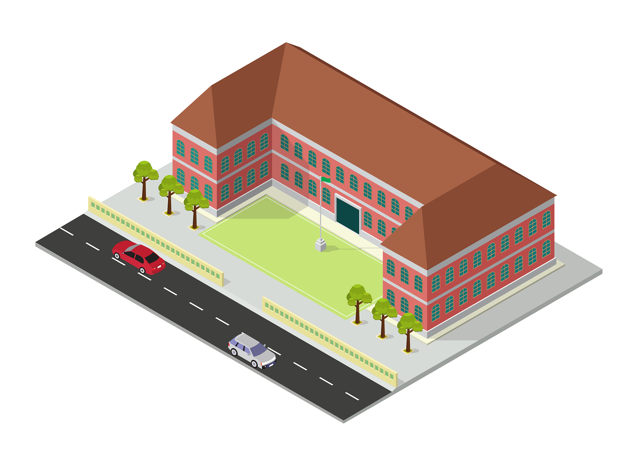 isometric school or university building