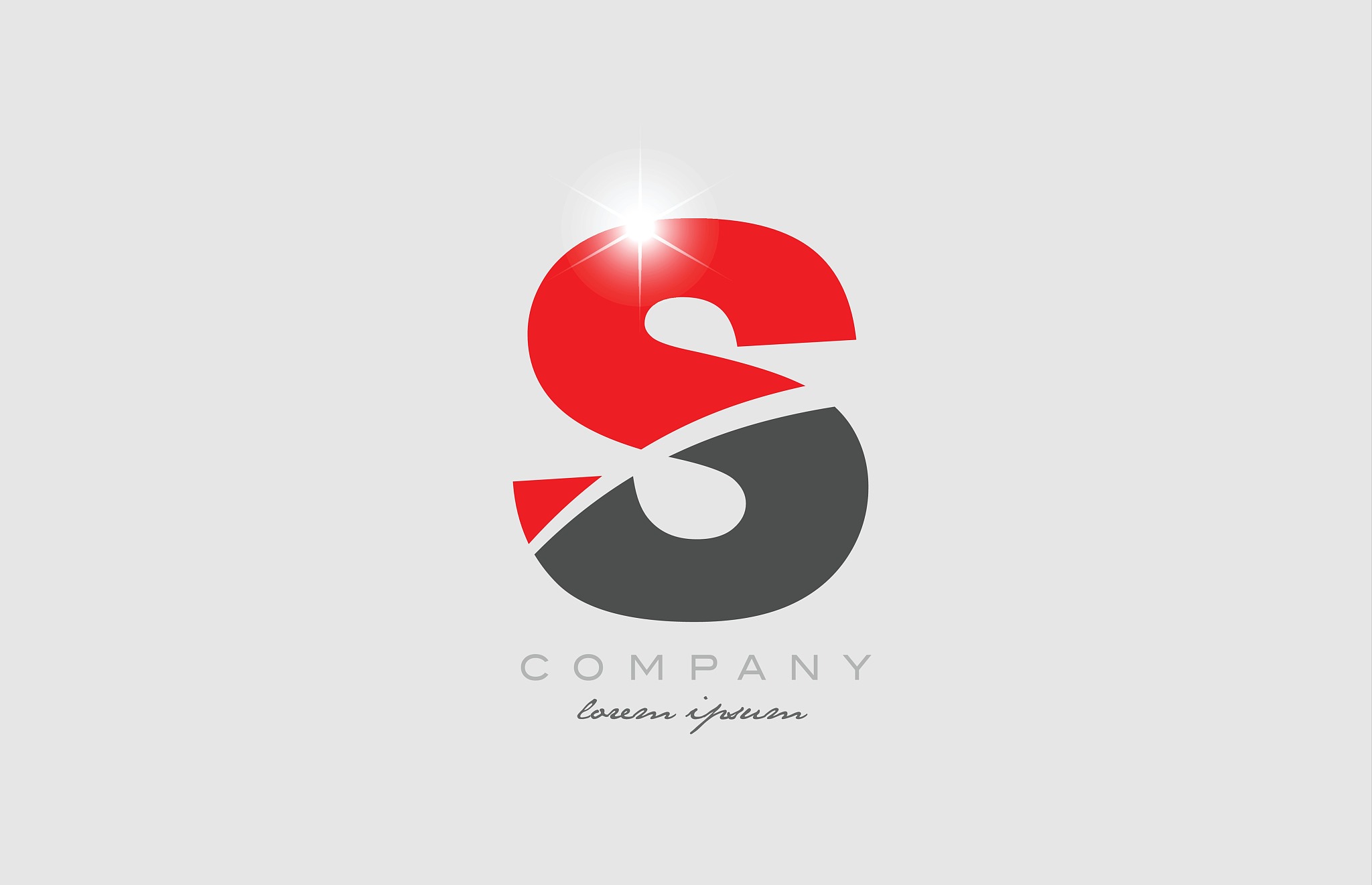 letter s in grey red color alphabet for logo icon design