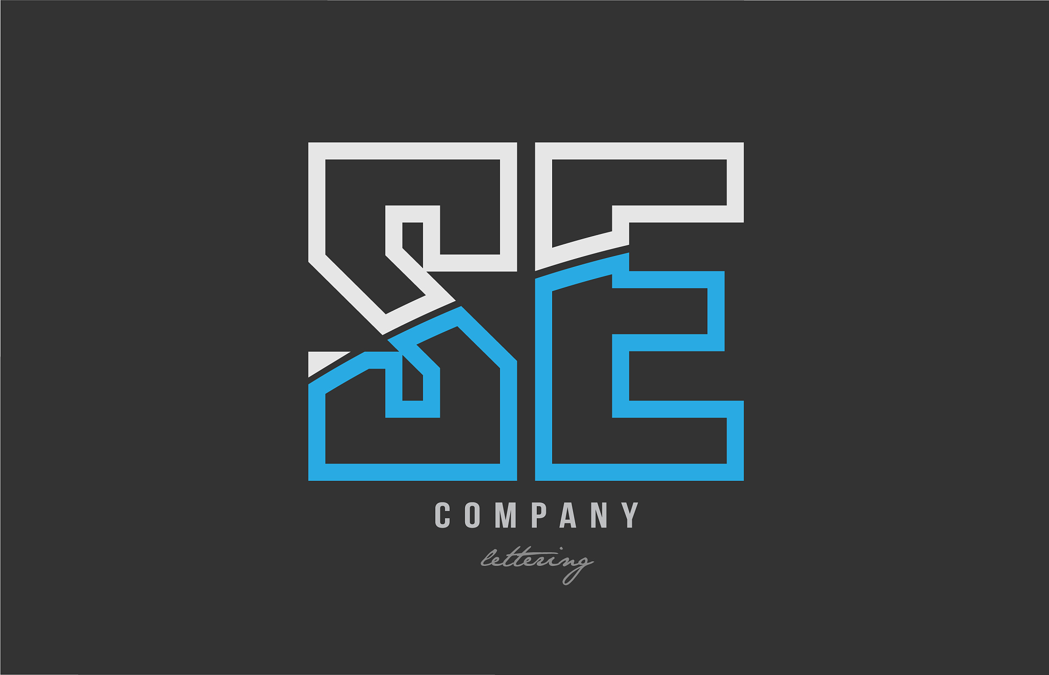 white blue alphabet letter se s e logo icon design