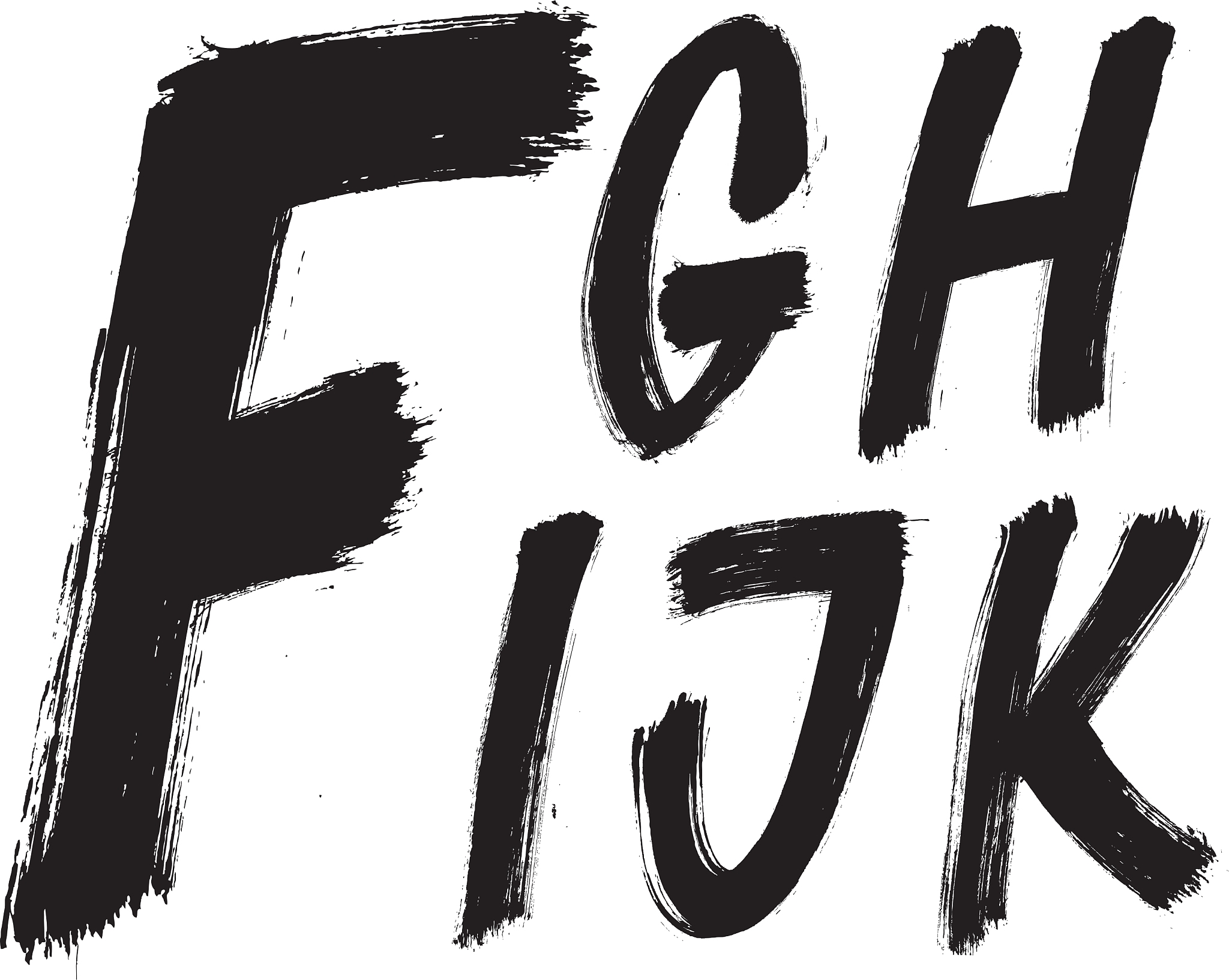 detailed hand written brush font type alphabet