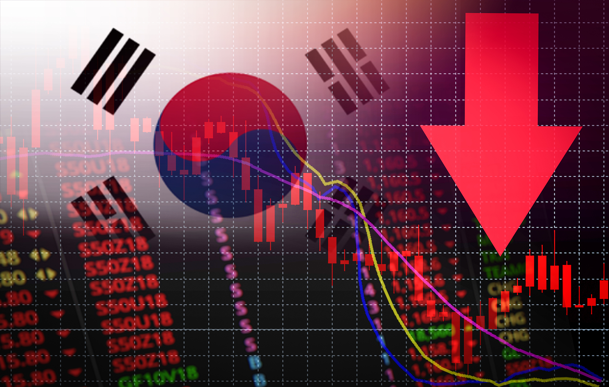 south korea stock exchange market crisis red market price down c