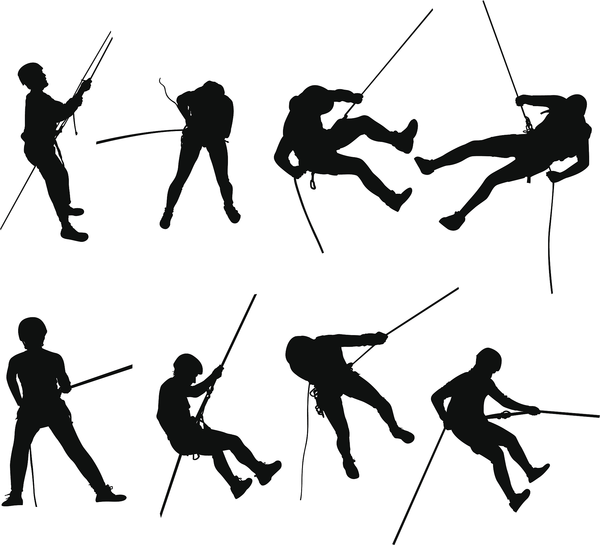 rappelling silhouettes