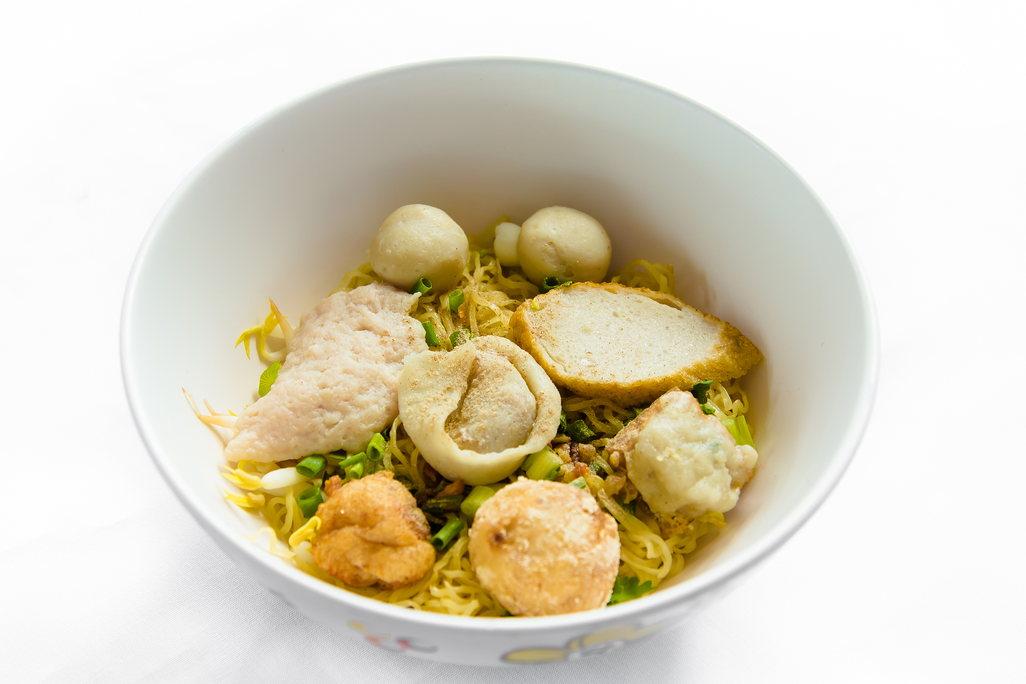 rice noodles soup with fish balls,thai food.