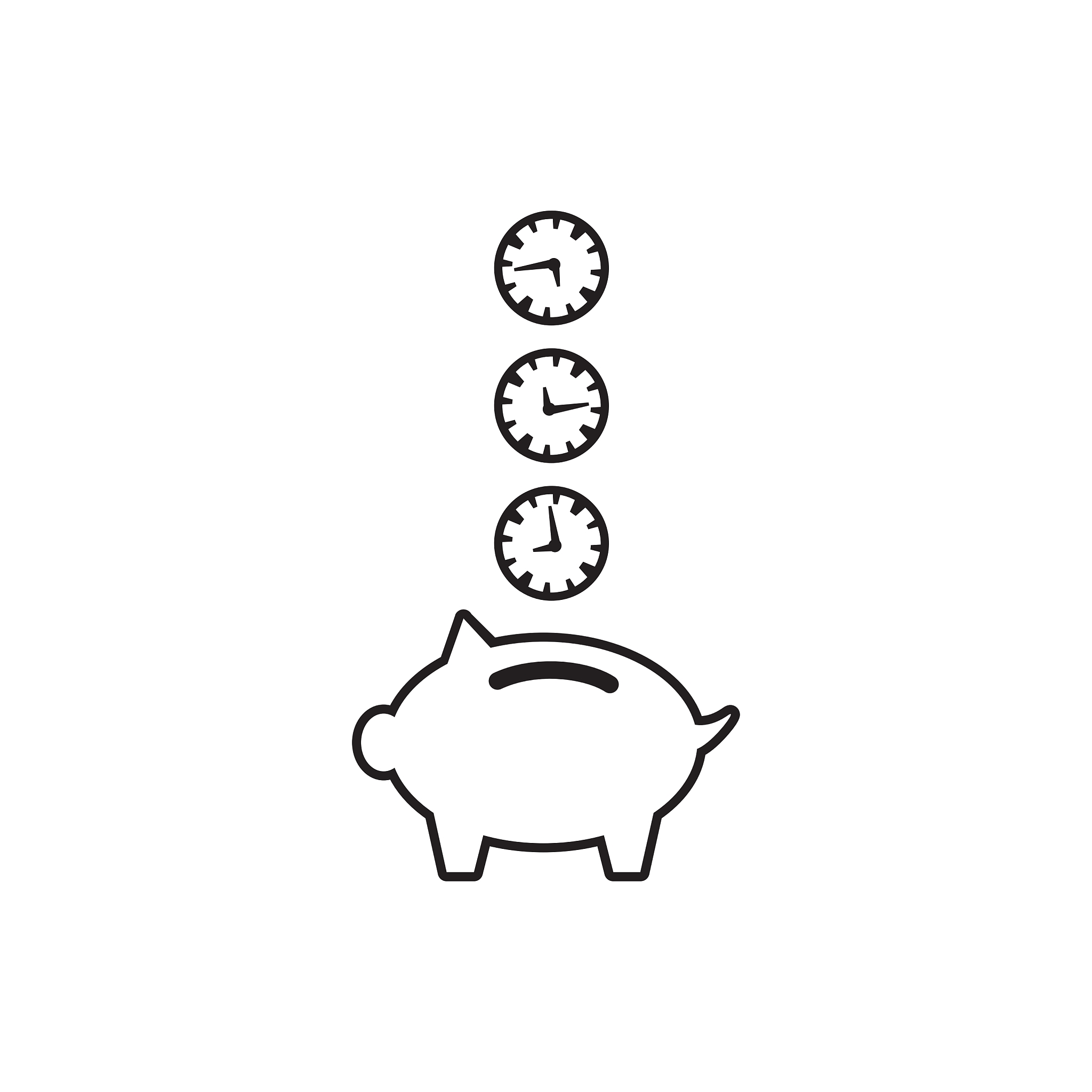 time is money piggy bank icon