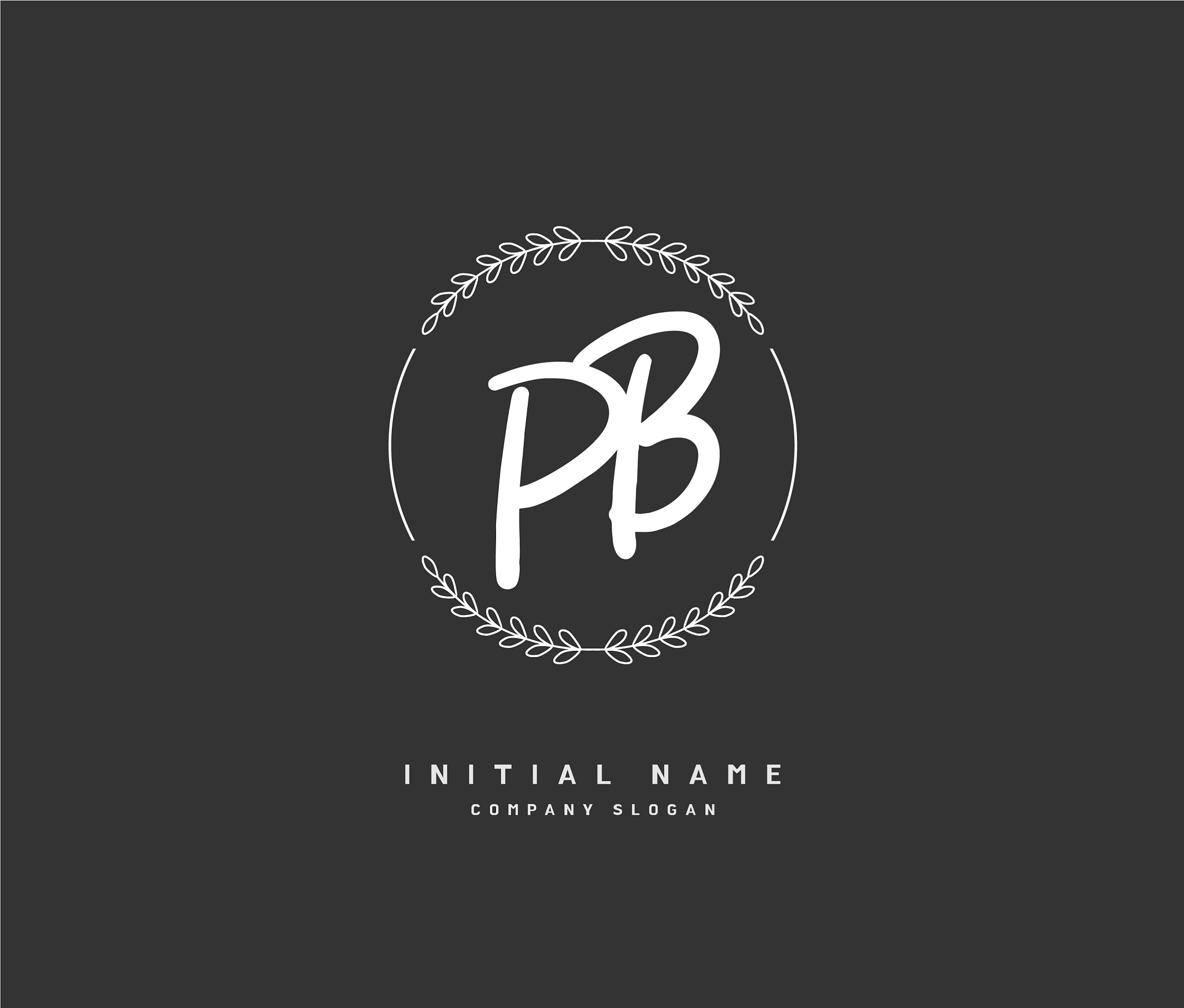 p b pb beauty initial logo handwriting logo of
