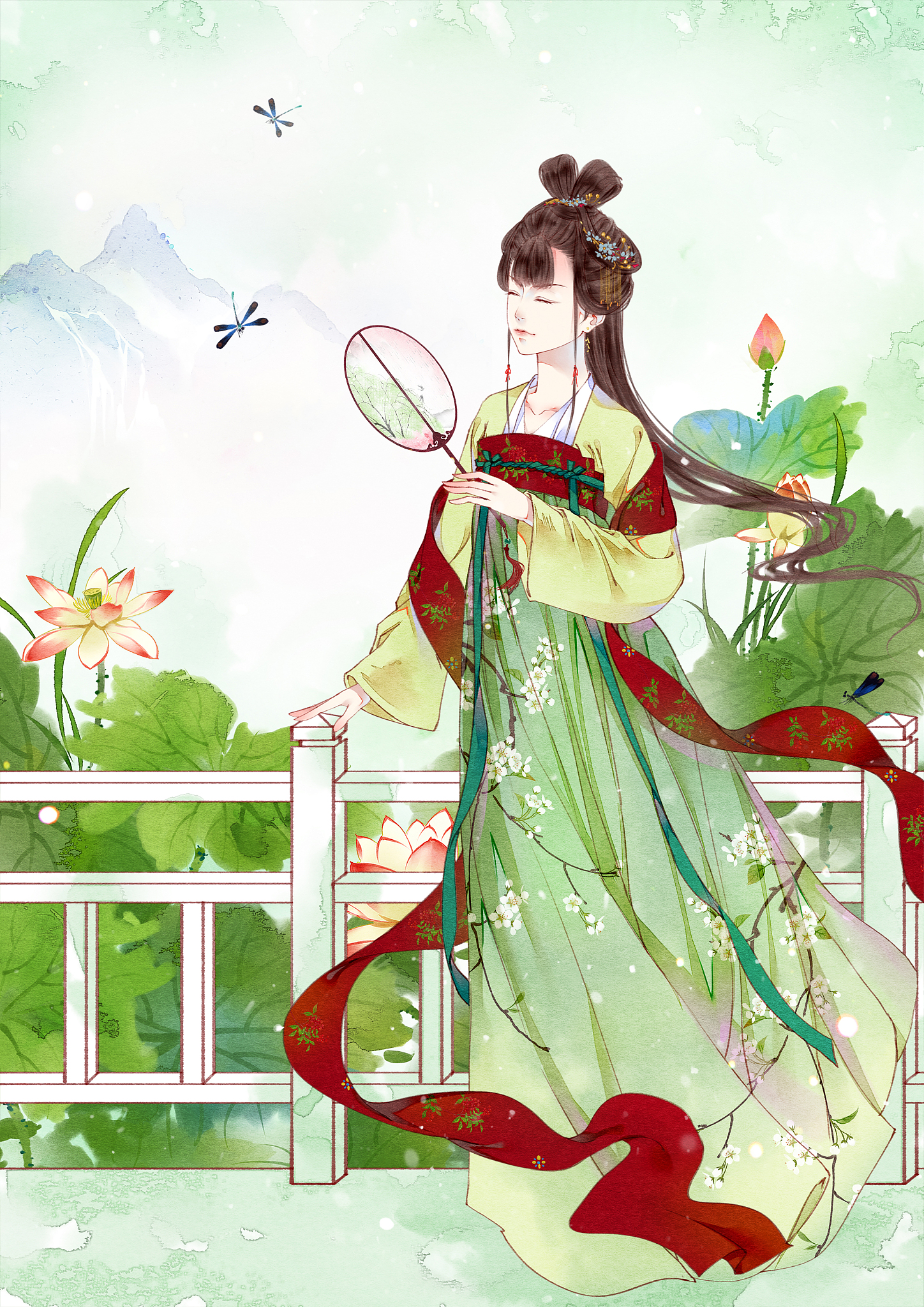 我想创作一幅关于俏丽可爱睡莲女孩-中华优秀传统文化的绘画作品请帮我用100字描述关于它的创意理念