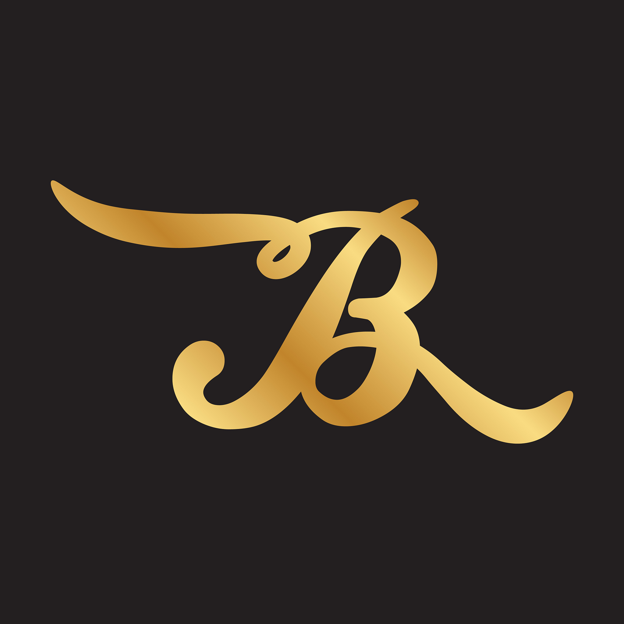 gold script letter b