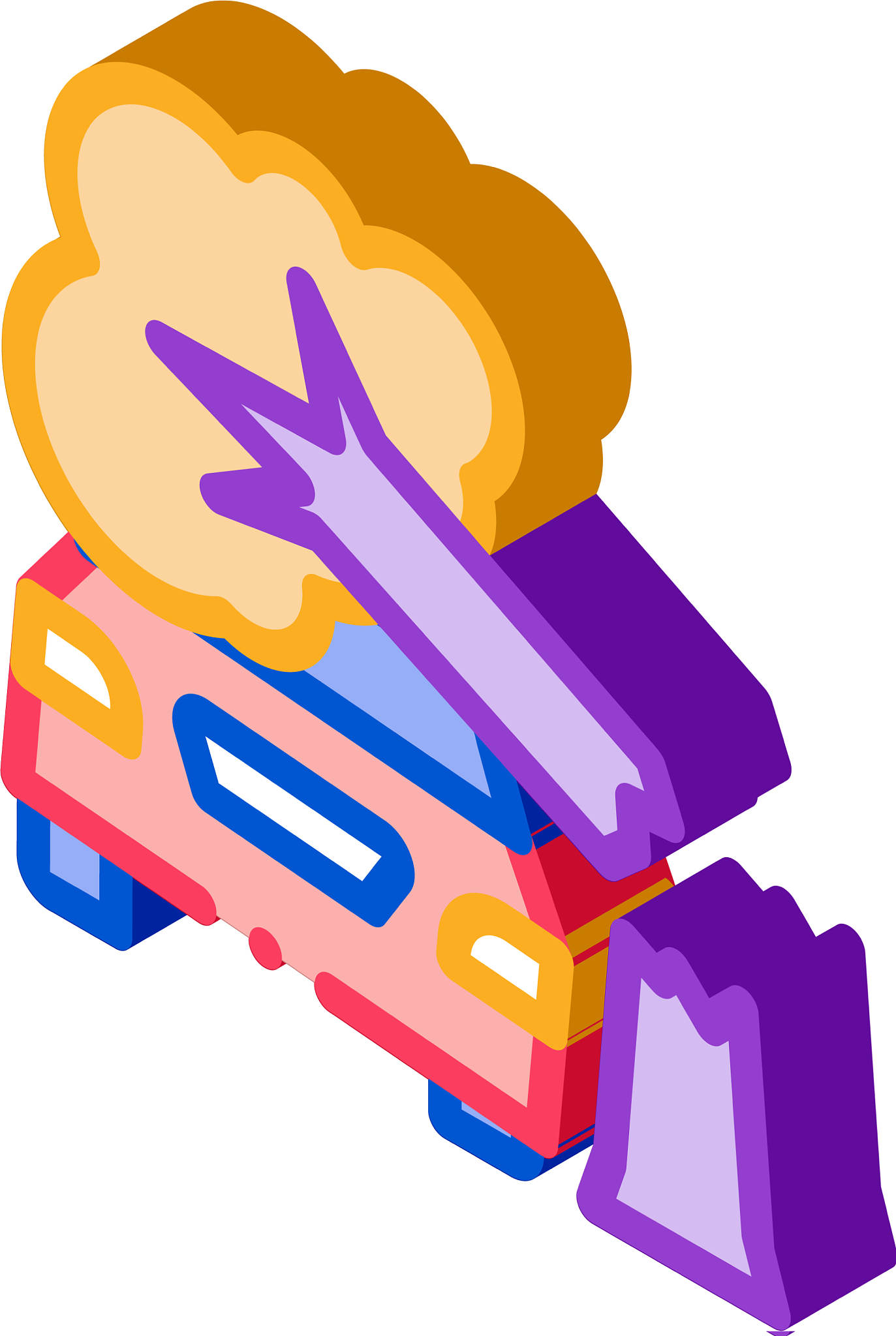 car crashed into tree isometric icon