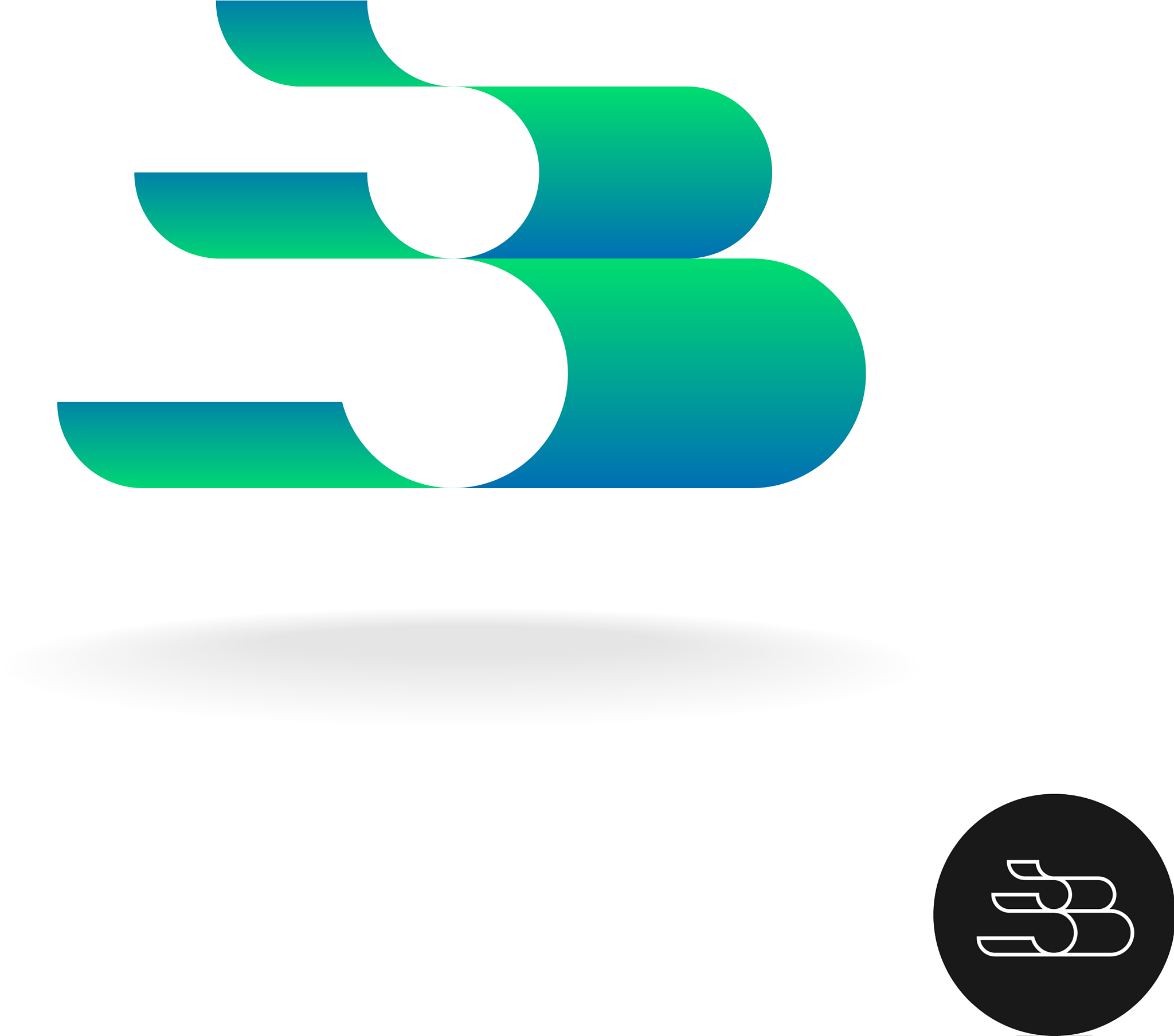 letter b logo elegant color 3d stripes style wide