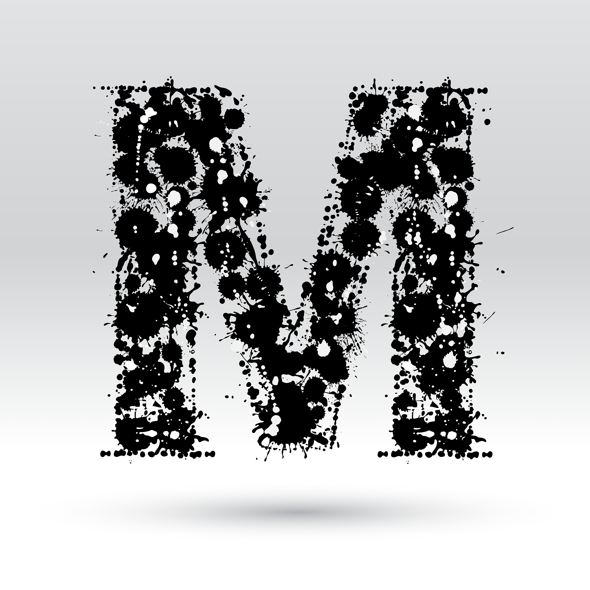 letter m formed by inkblots