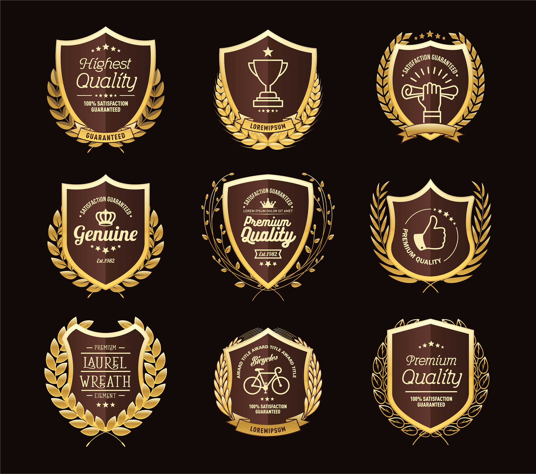 golden laurel wreaths premium quality labels