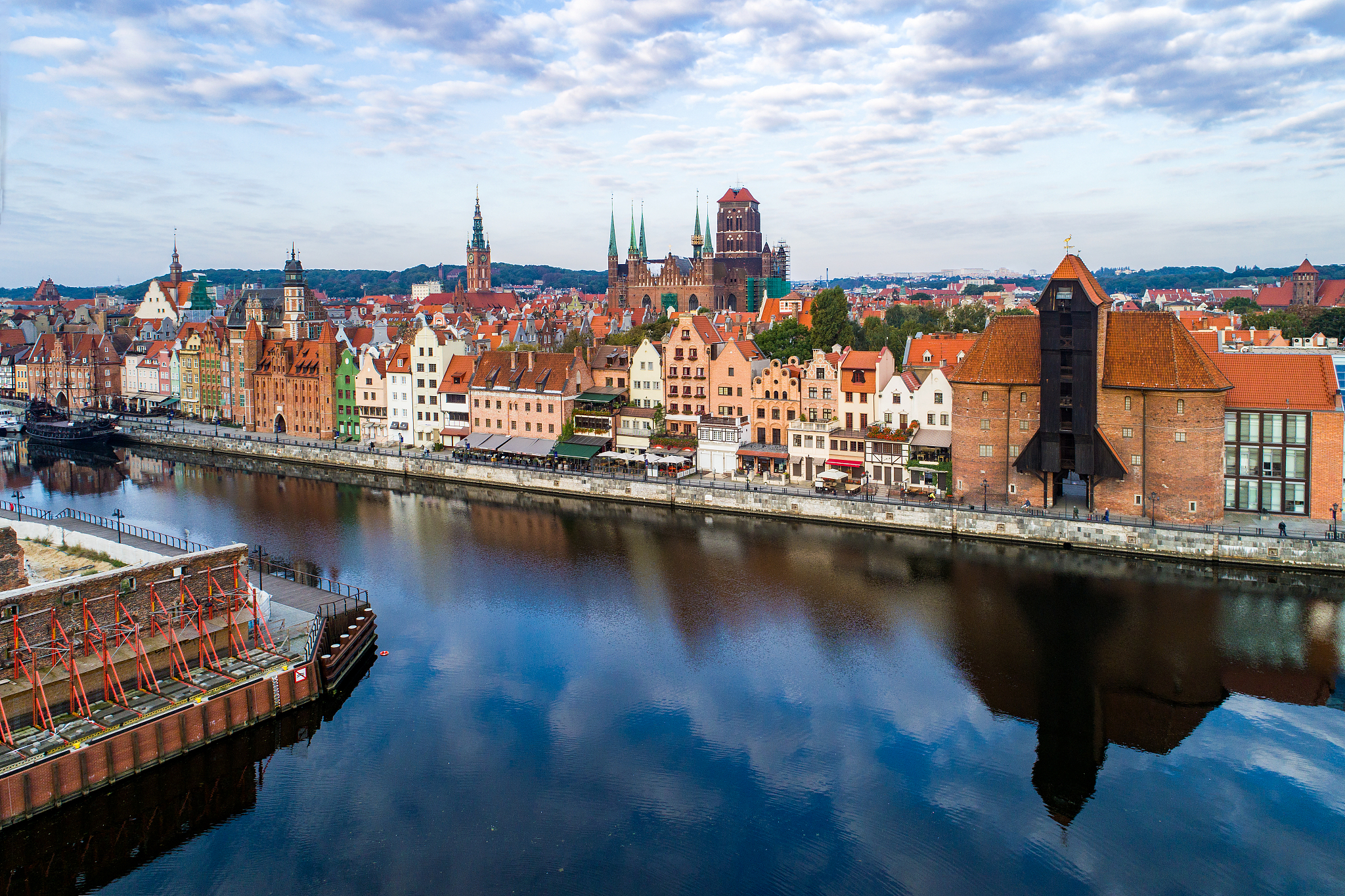 gdansk old city, poland. aerial view.