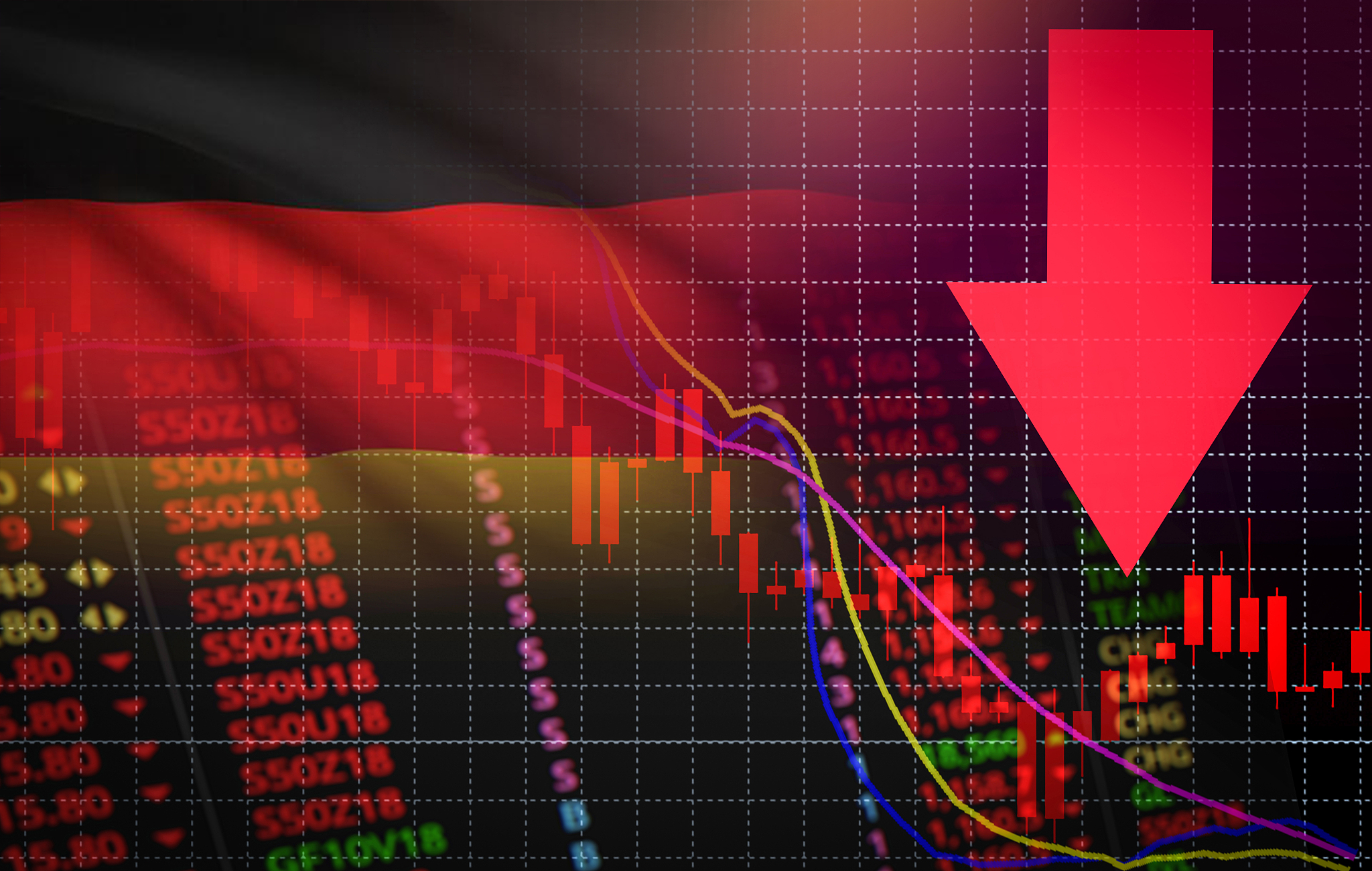germany stock exchange market crisis red market price down chart