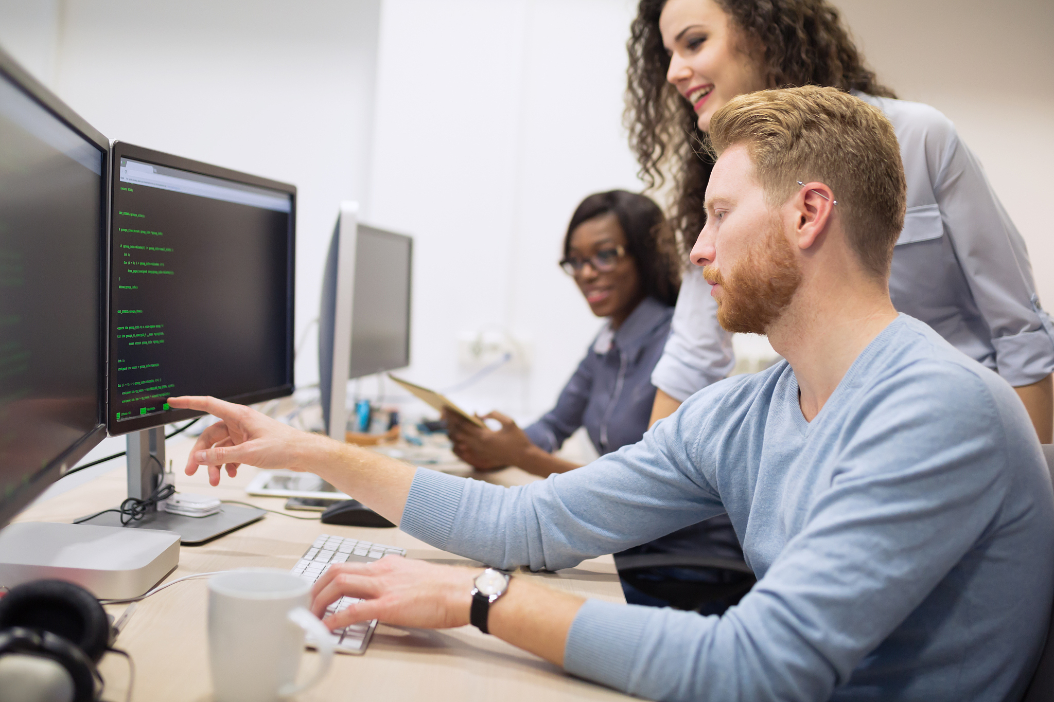 programmer working in a software developing company office