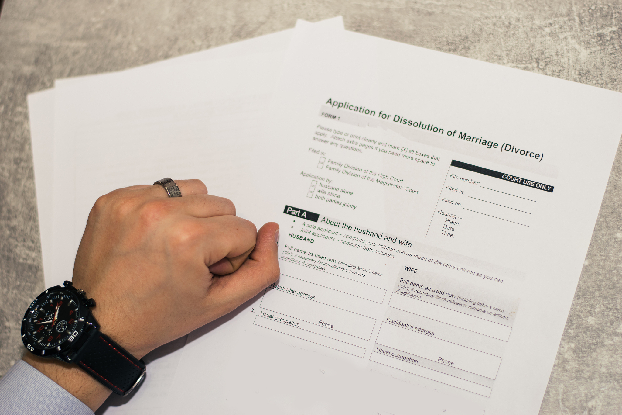 divorce papers