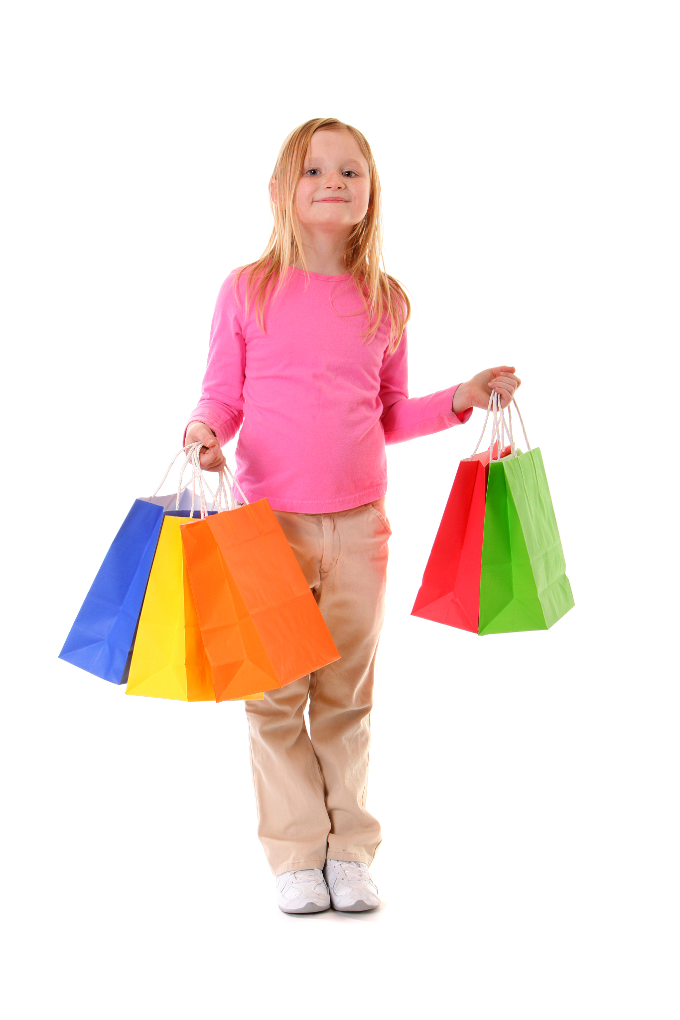 happy girl shopper with bags