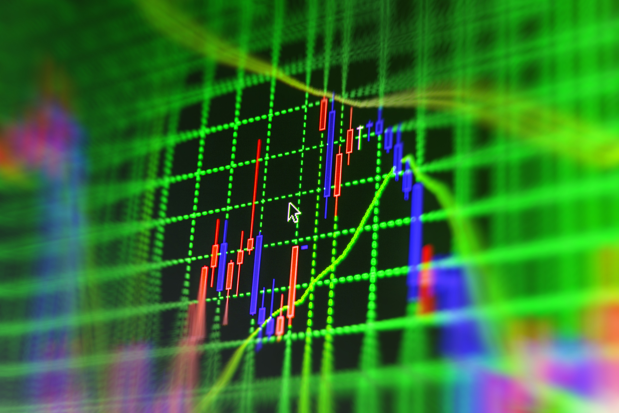 stock market graph and bar chart price display