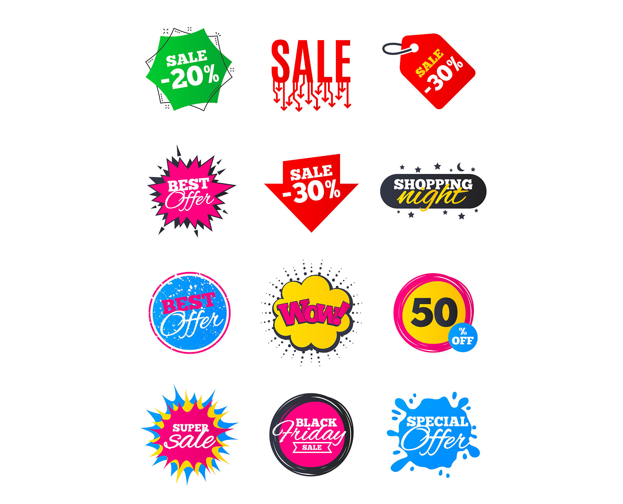 sale banners. best offers, discounts tags.