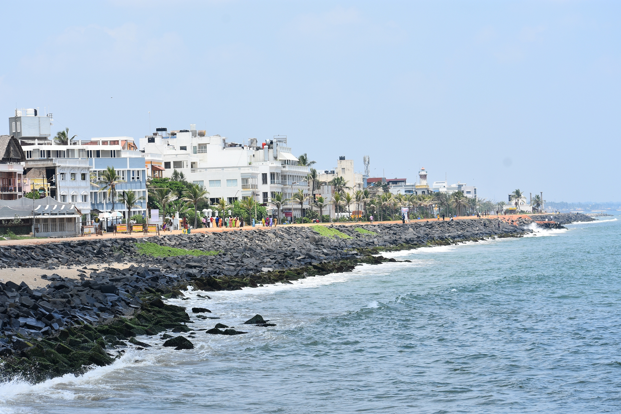 beach with buildings