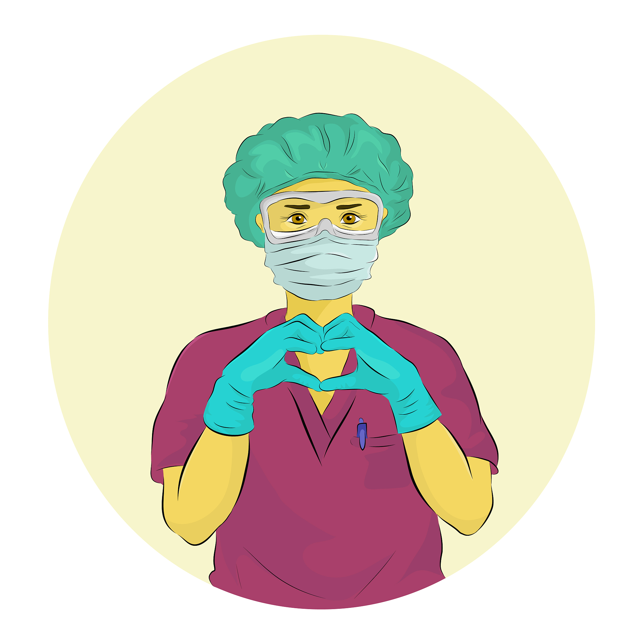 vector illustration of a a medical - health staff with (ppe) han