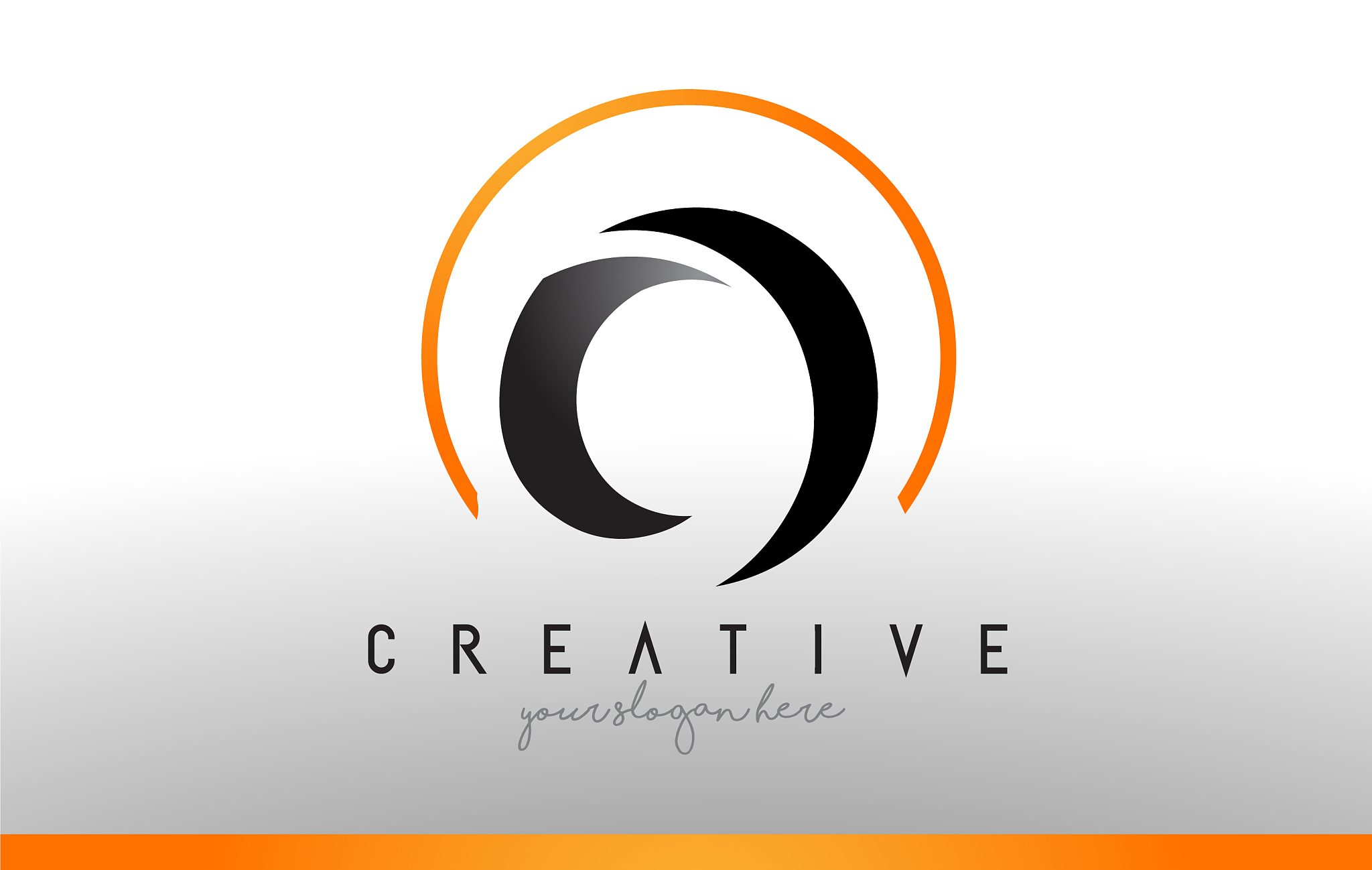 o letter logo design with black orange color cool