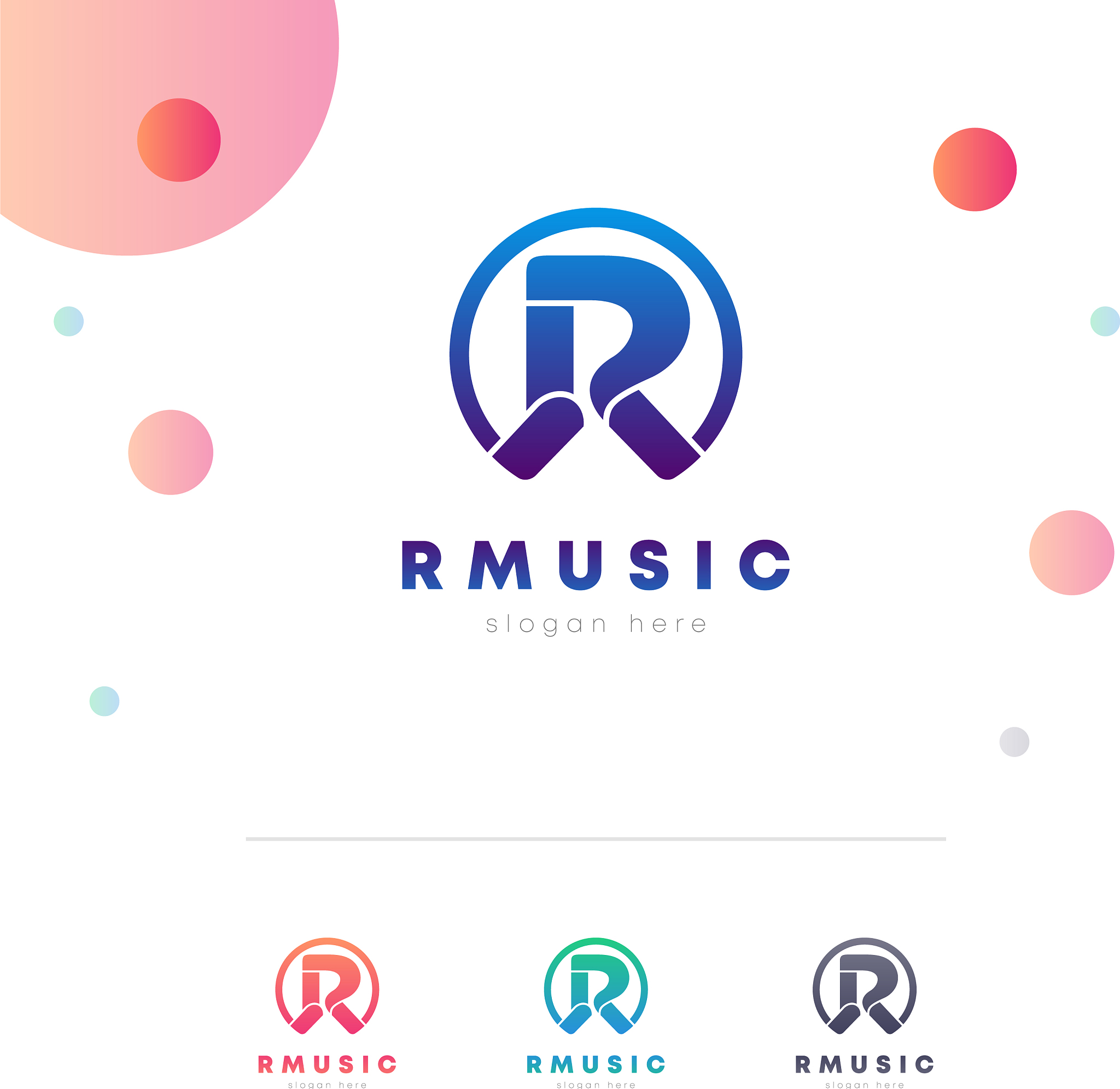 r music letter logo design template