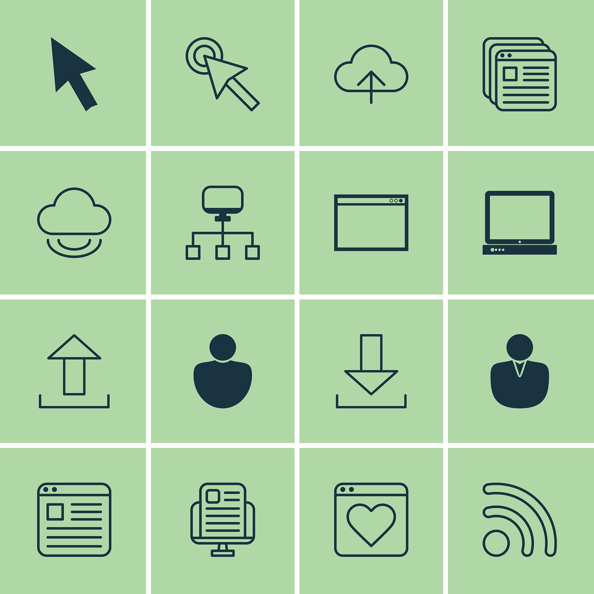 set of 16 web icons includes website page blog