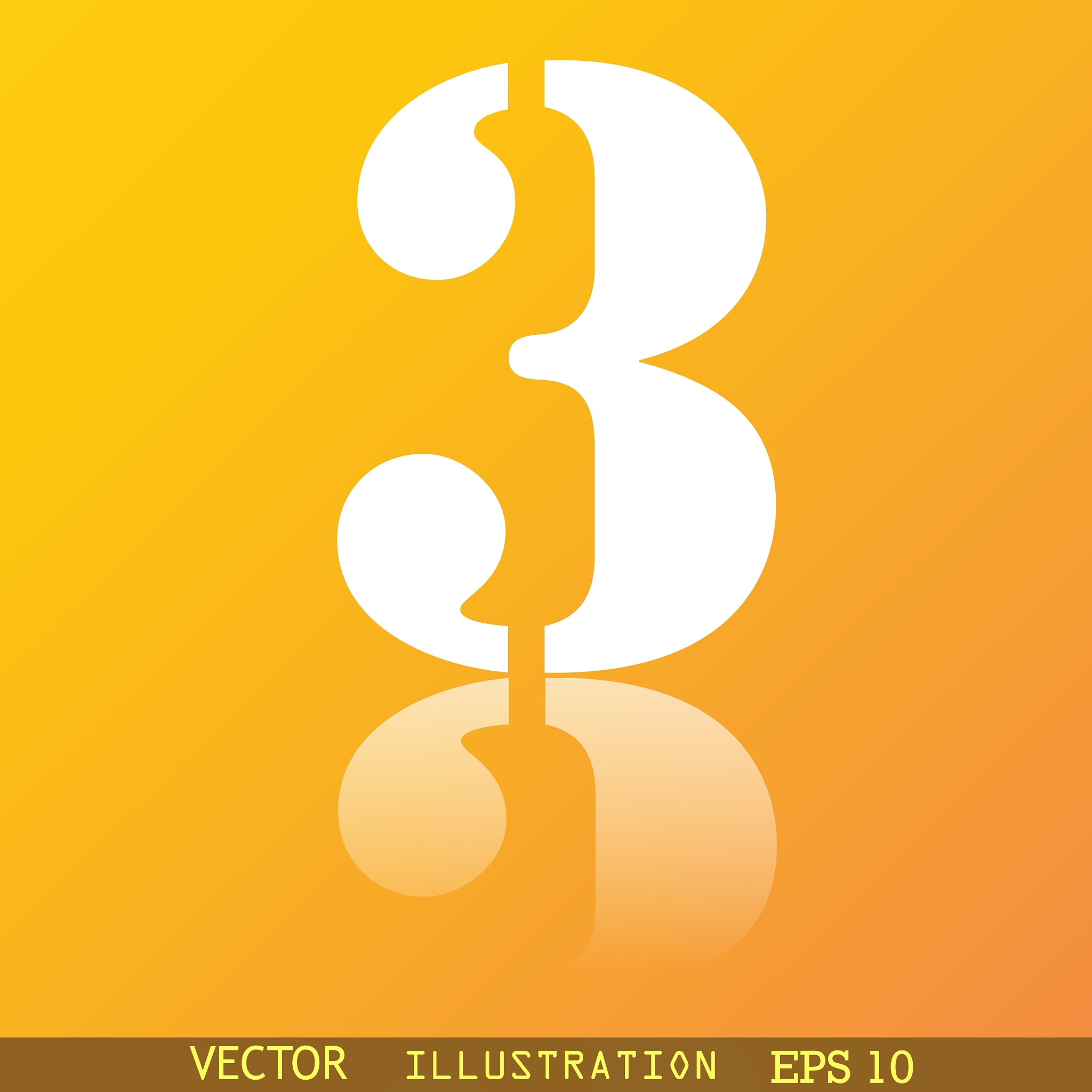 number three icon symbol flat modern web design