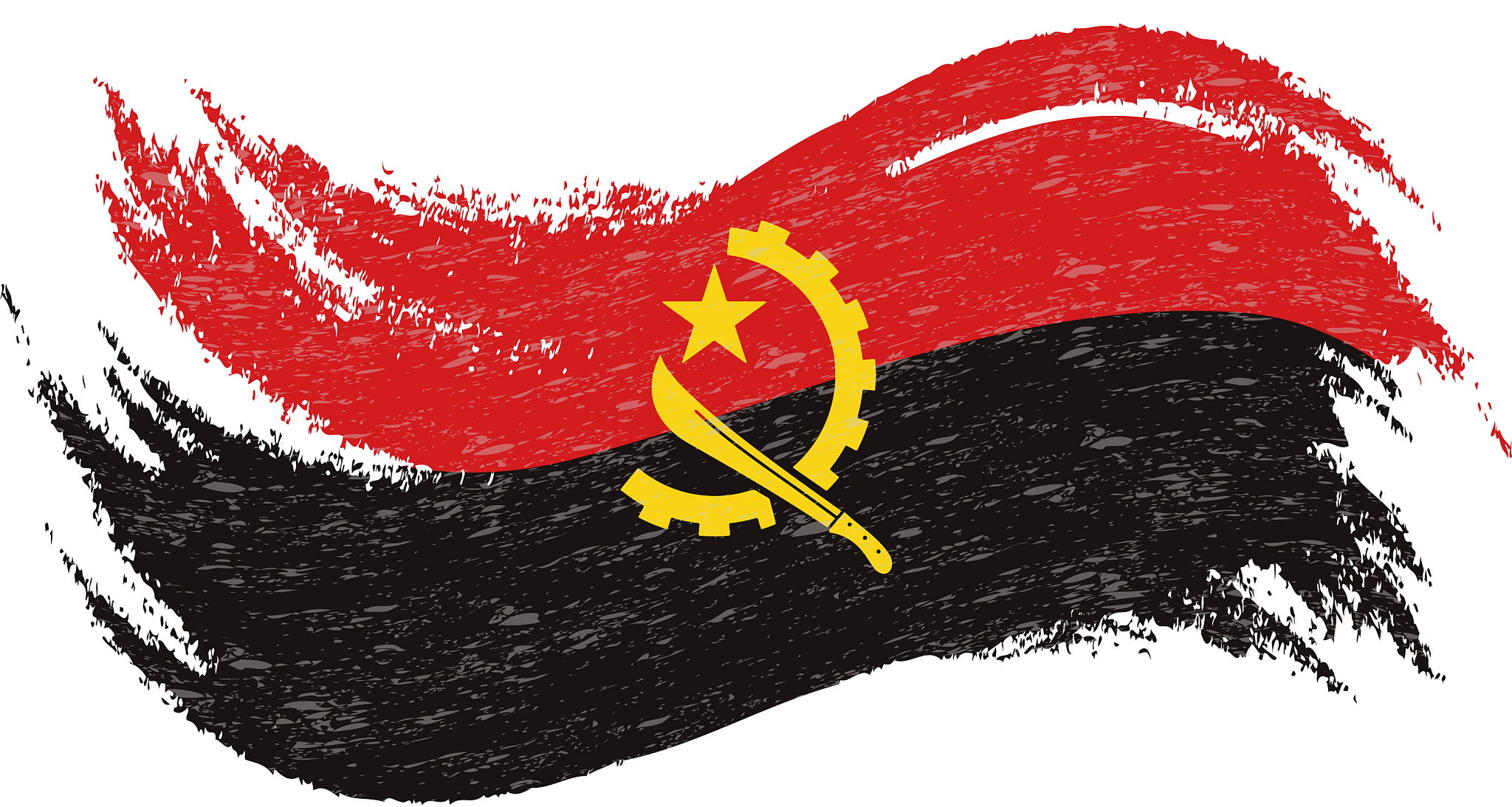 national flag of angola designed using brush