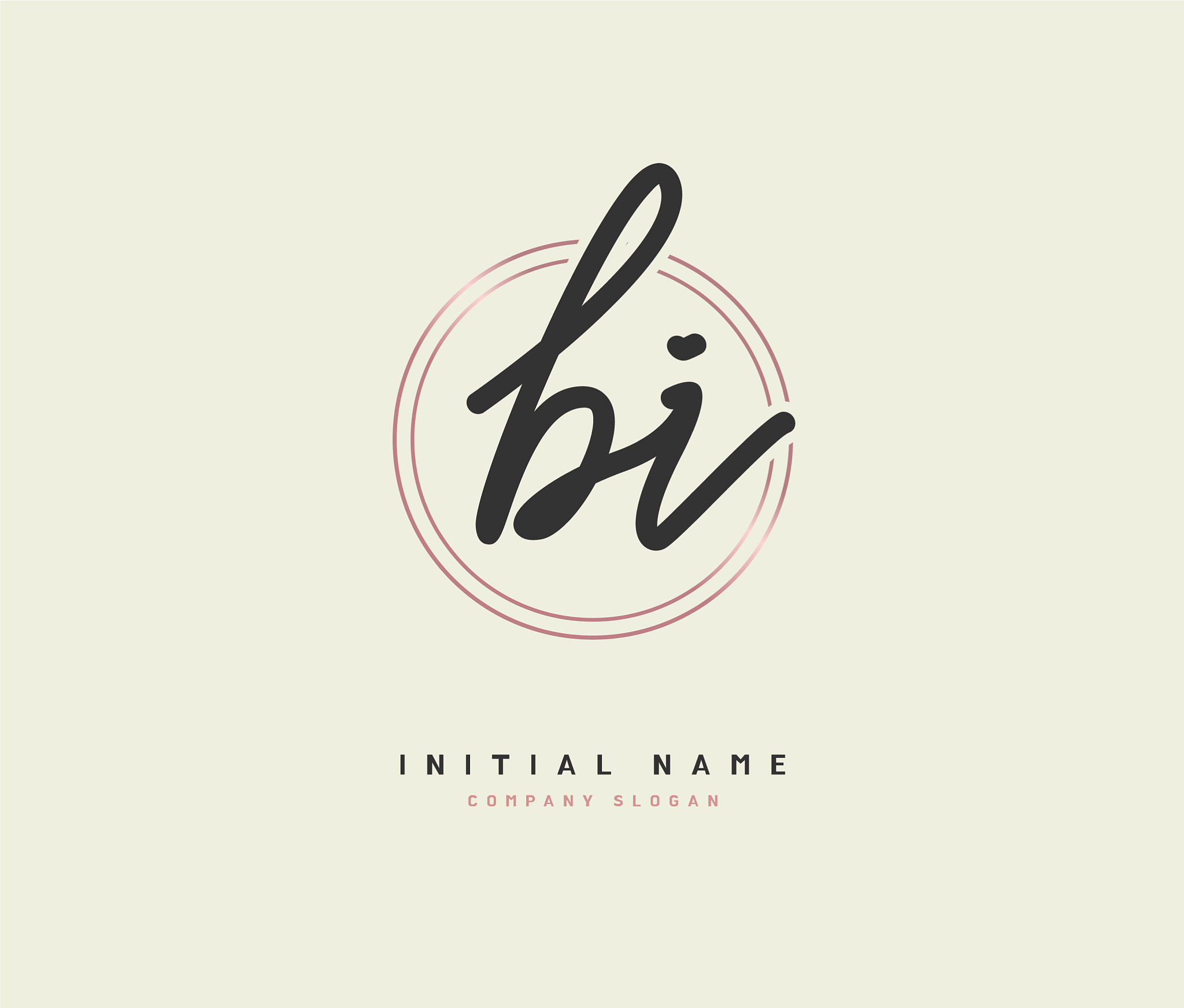 b i bi beauty initial logo handwriting logo of