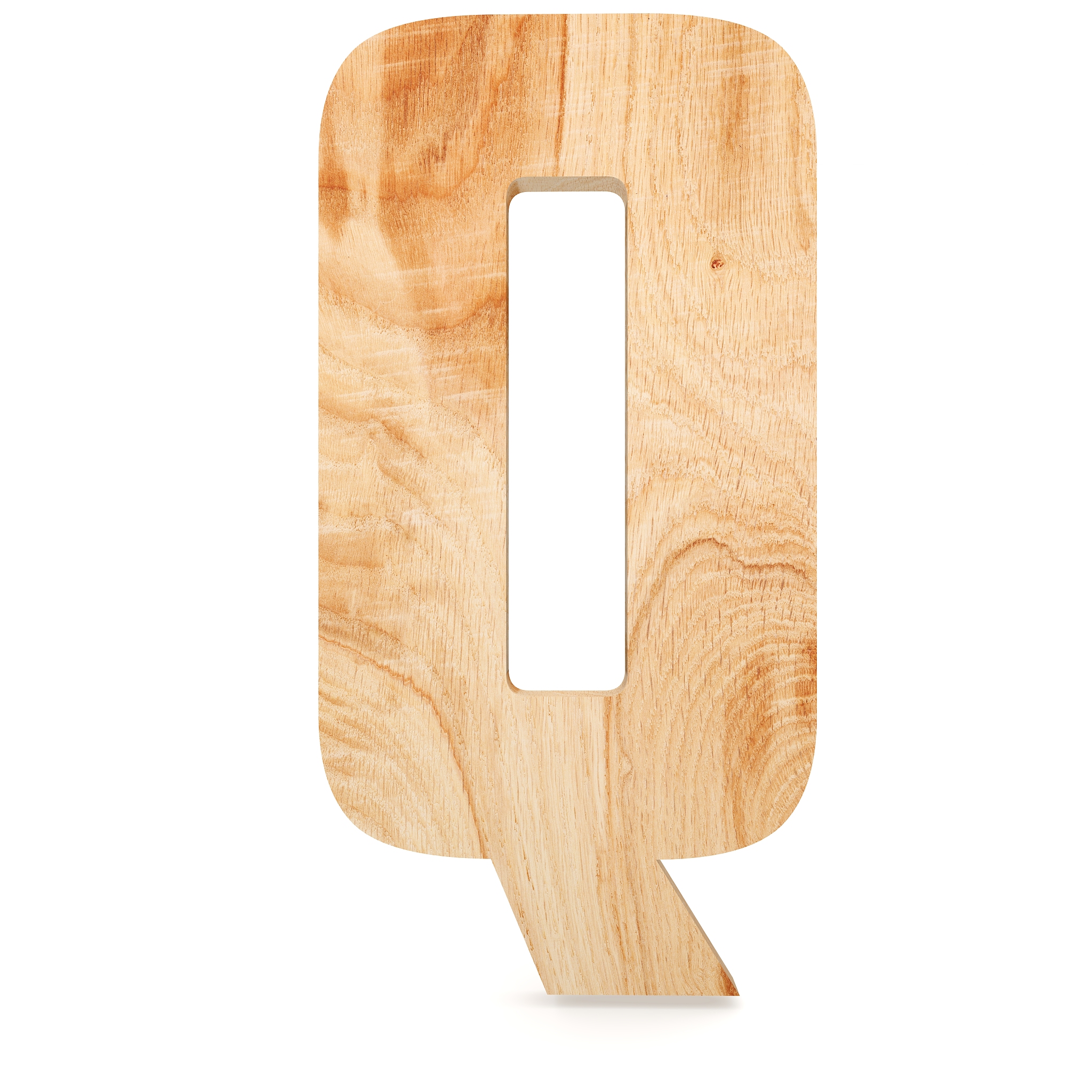 3d decorative wooden alphabet, capital letter q