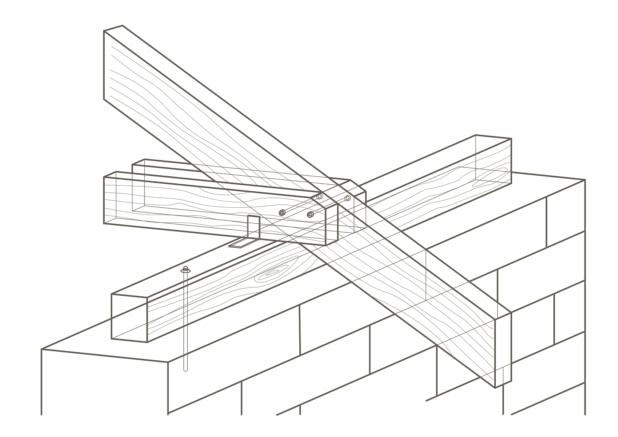 linear architectural sketch roof construction
