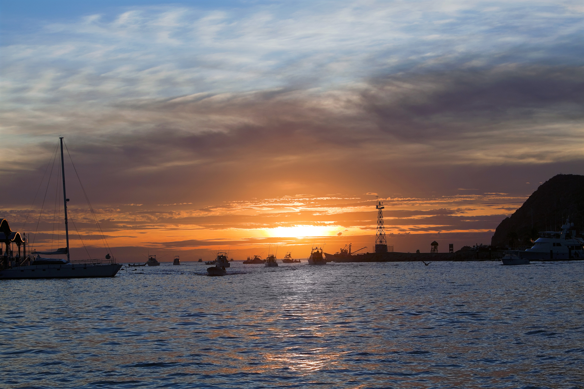 sports, fishing tournement in cabo san lucas sunrise