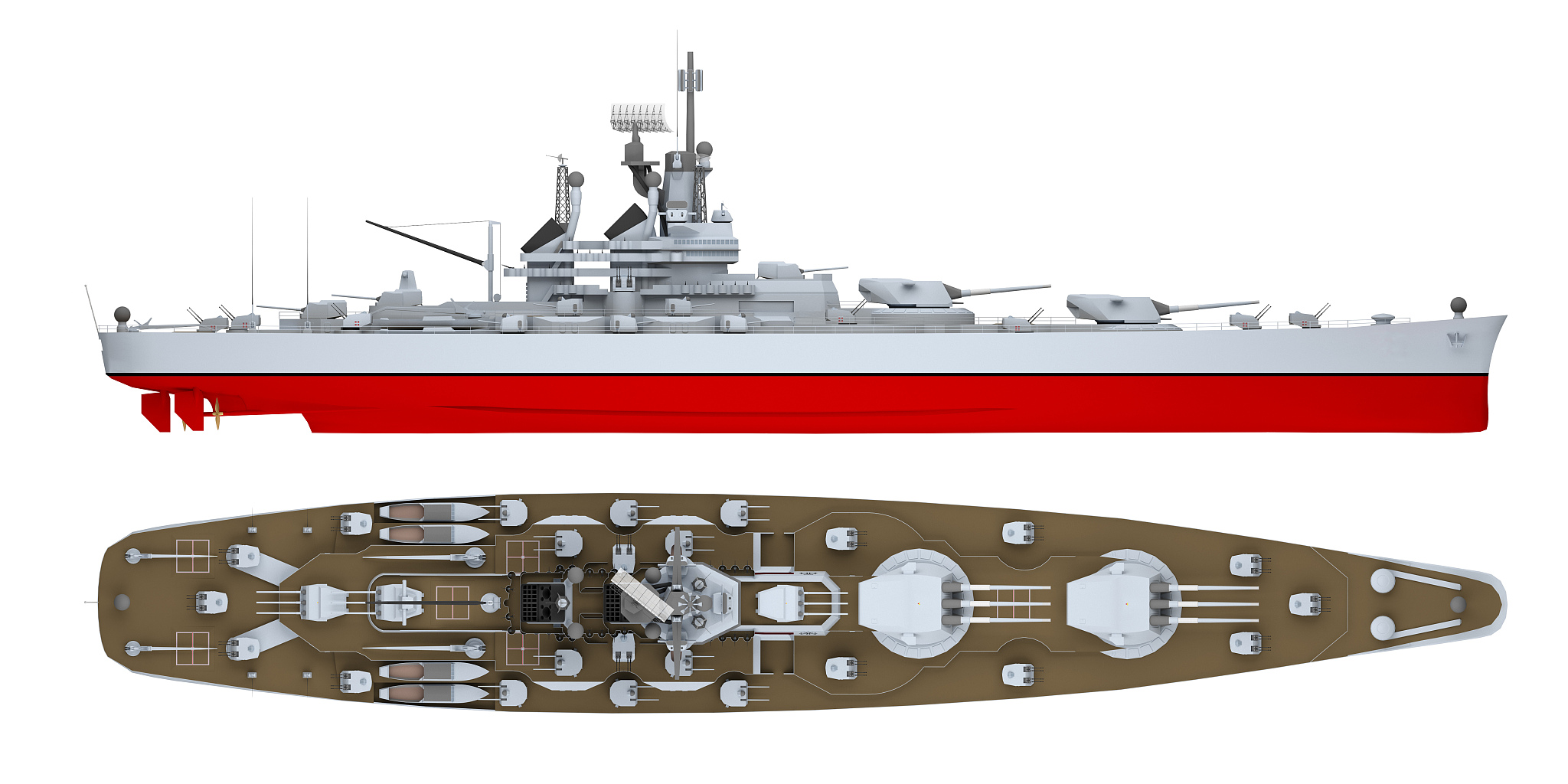 warship isolated on white