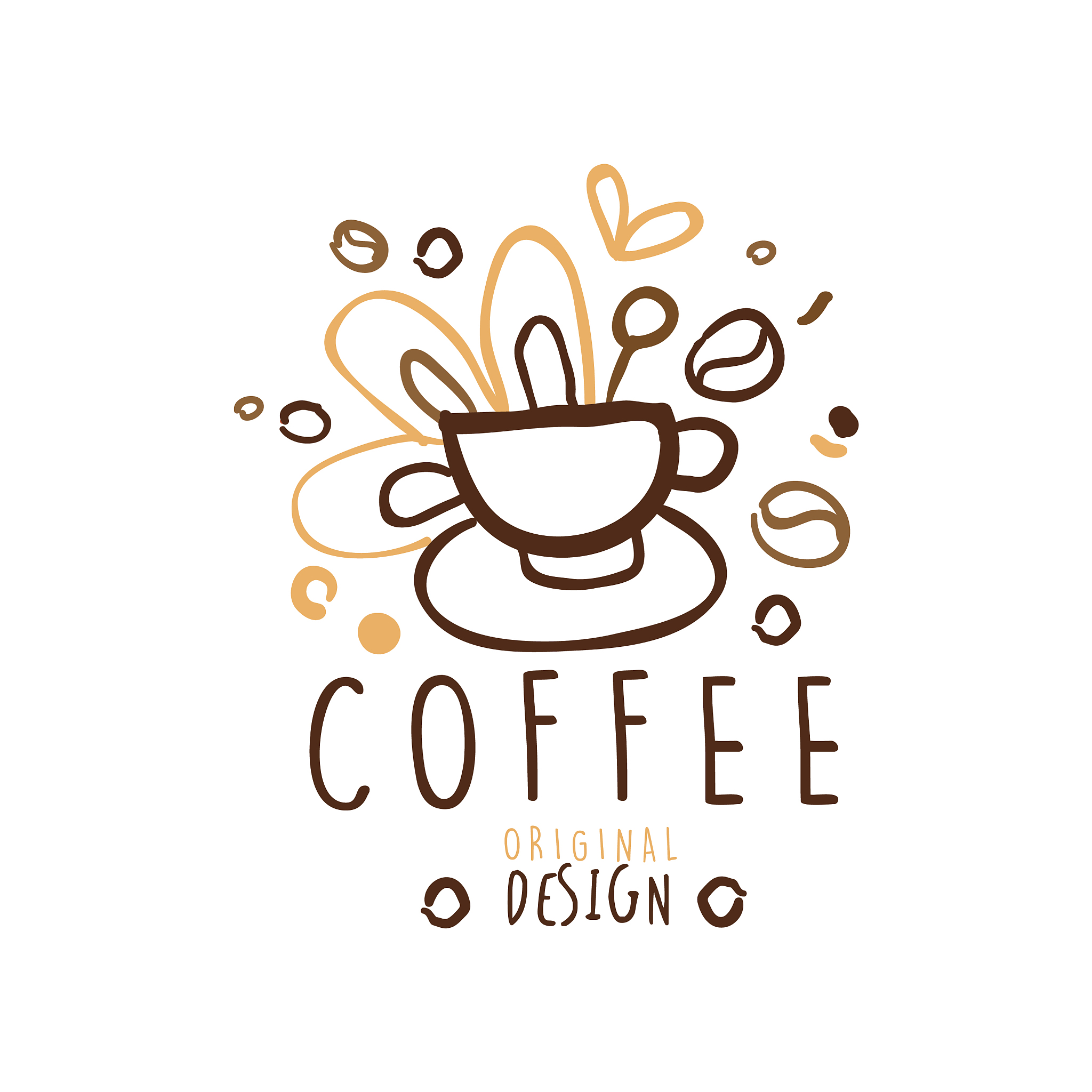 hand drawn original logo design with cup of coffee