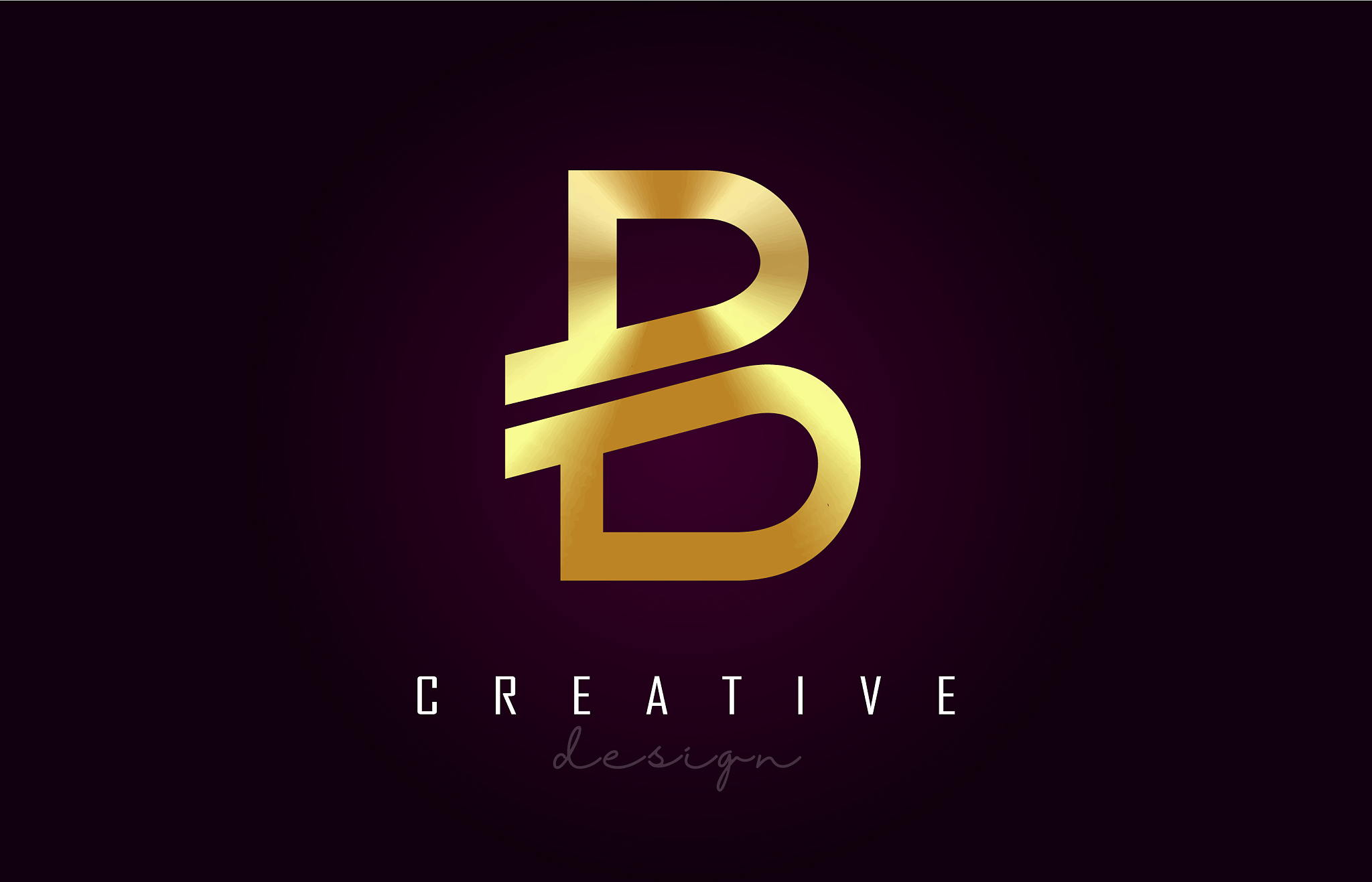 b golden letter logo monogram design creative b