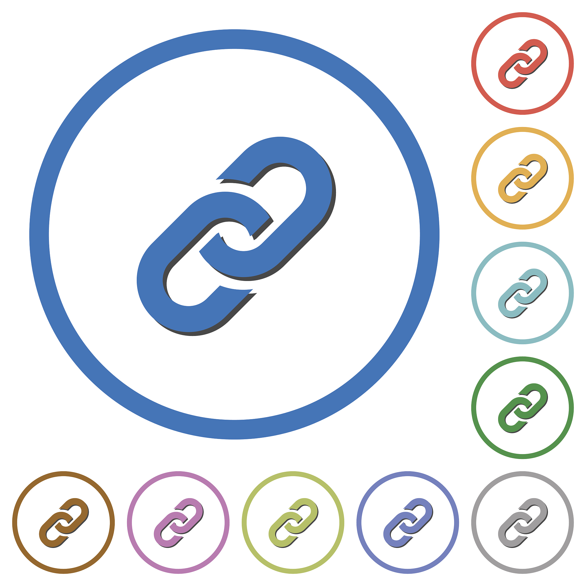 link icons with shadows and outlines