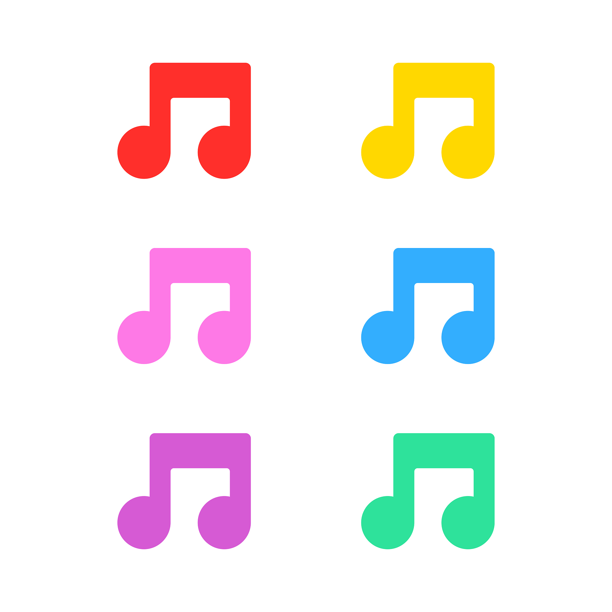 music notes colorful set