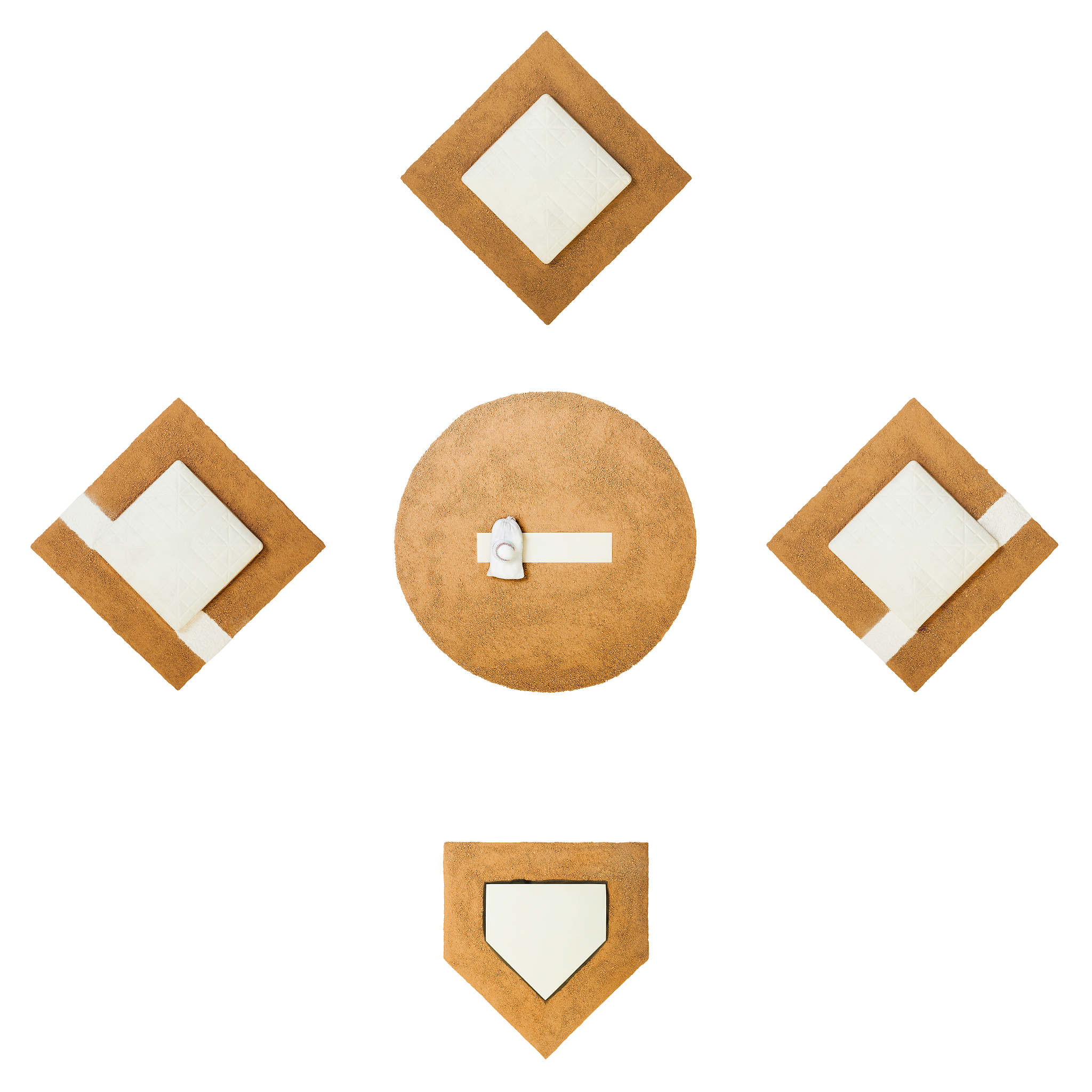overhead shot of baseball diamond elements