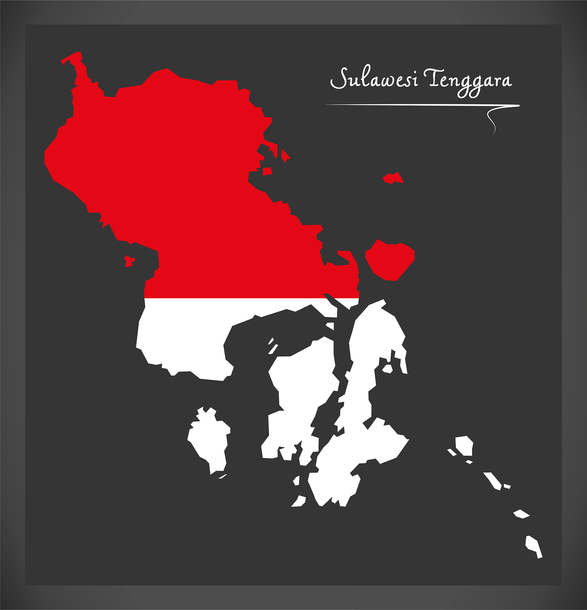 sulawesi tenggara indonesia map with indonesian