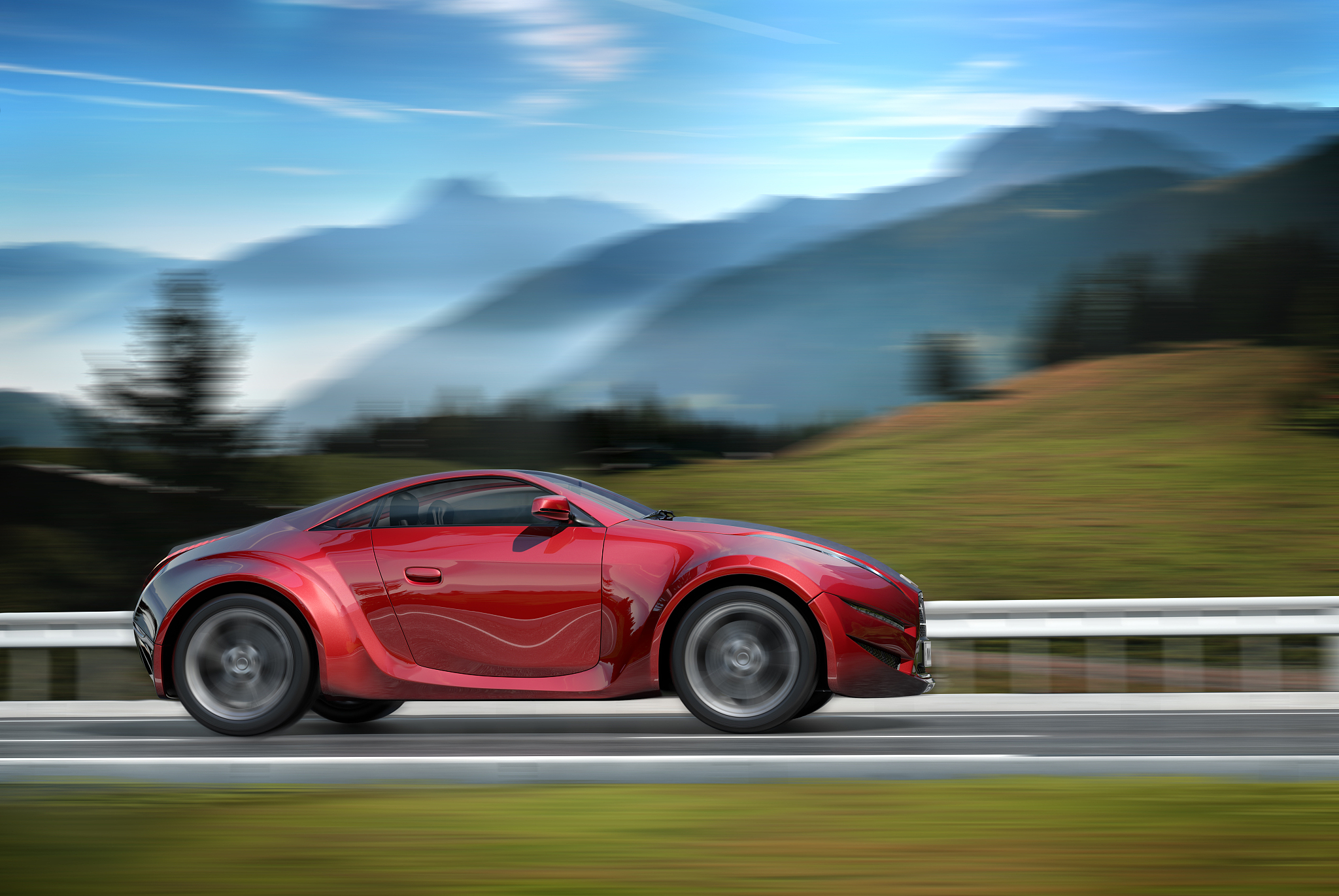 sports car moving on the road