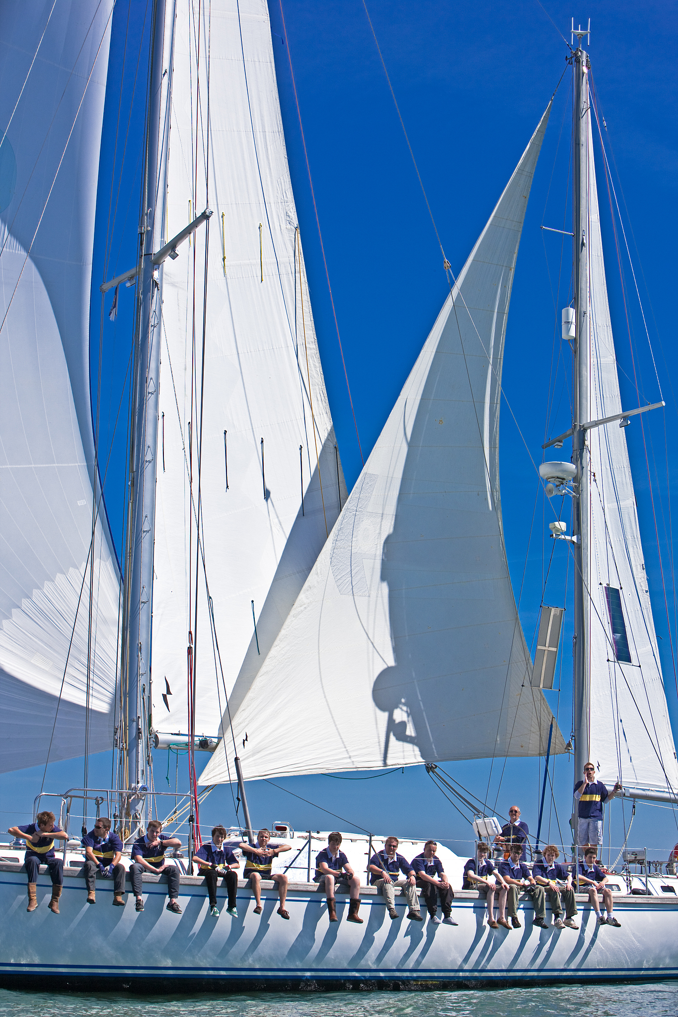 crew of teenage boys on a sailing school yacht.