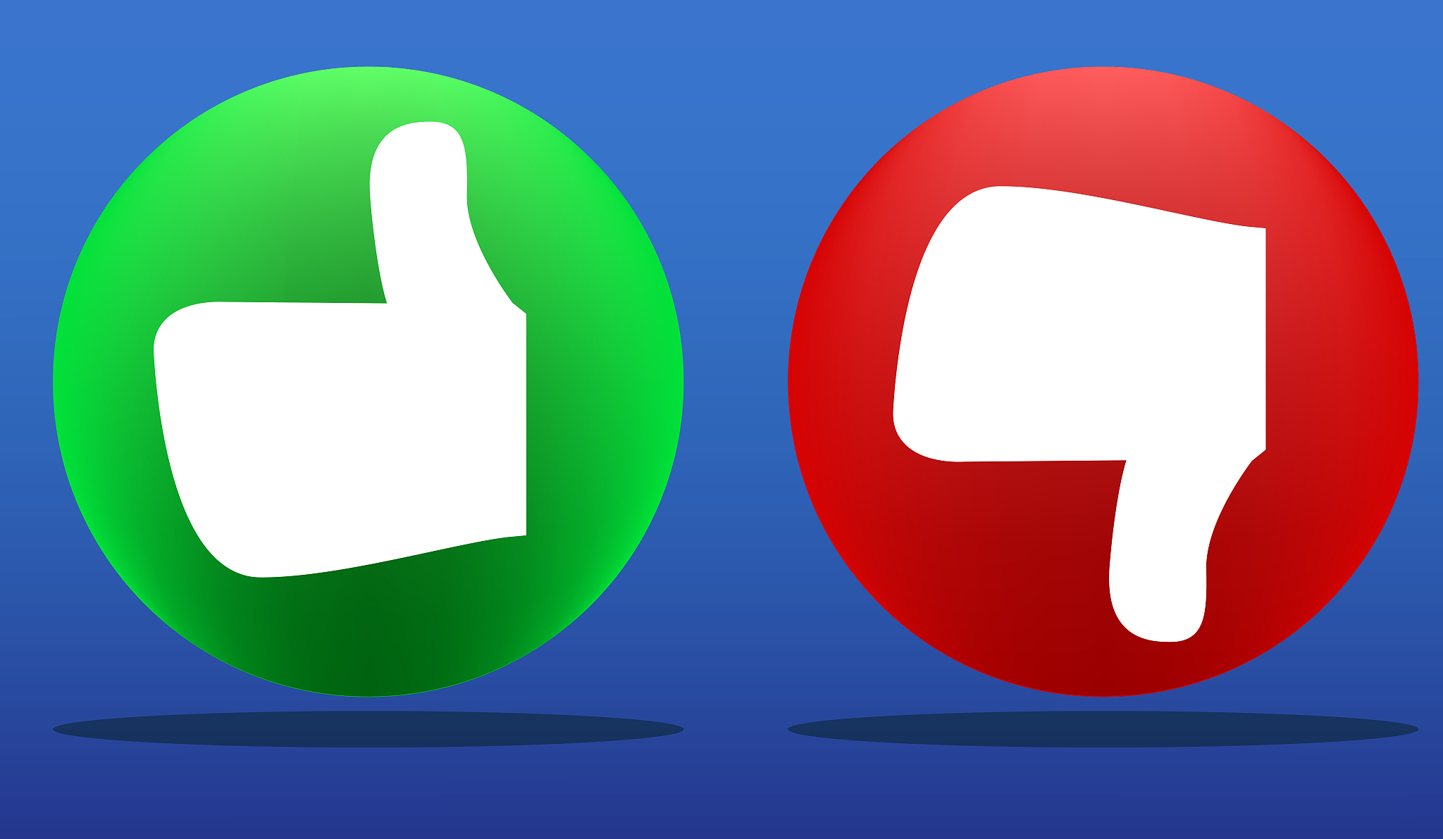 thumbs up and thumbs down buttons on a blue background stock - i