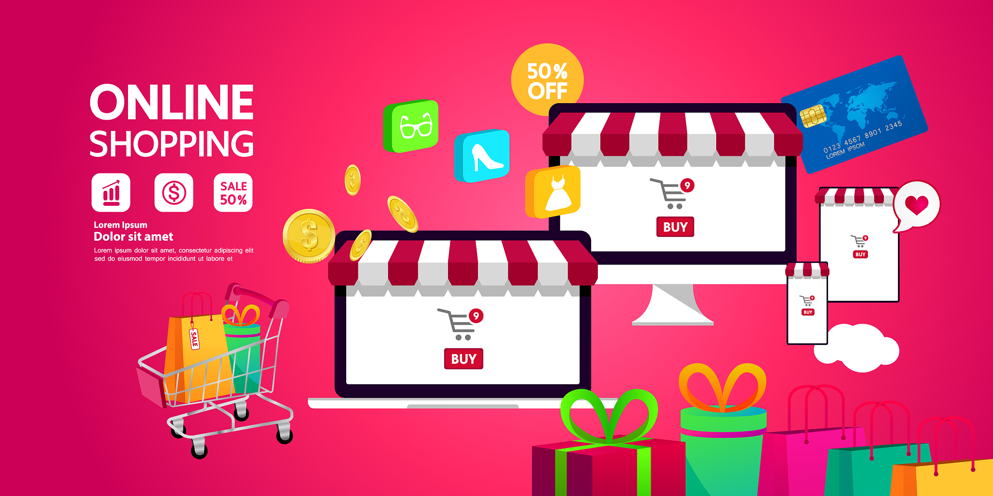 shopping online on website or mobile application
